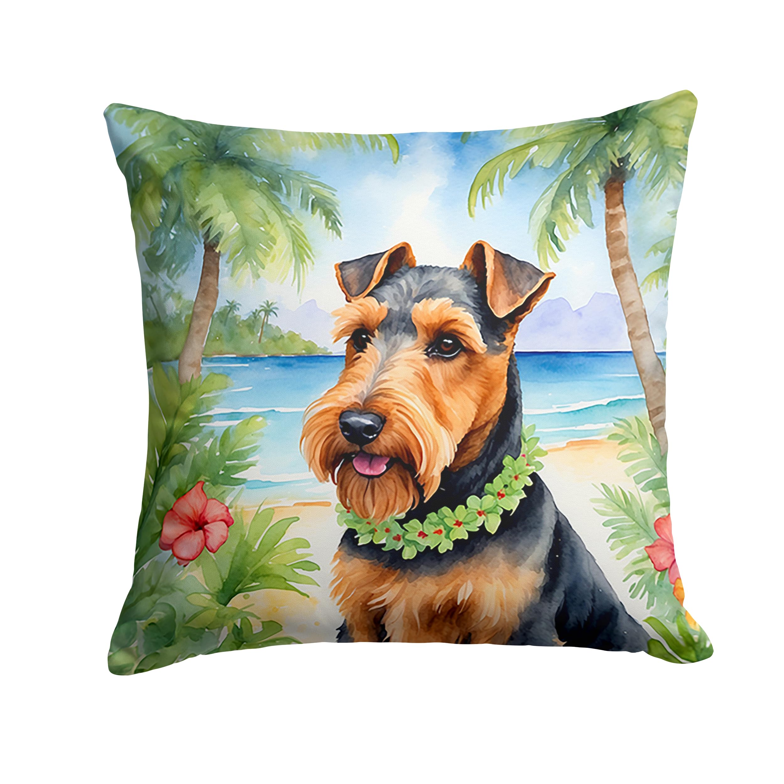 Carolines Treasures Luau Party Decorative Throw Pillow, 18Hx18W, Welsh Terrier 6533