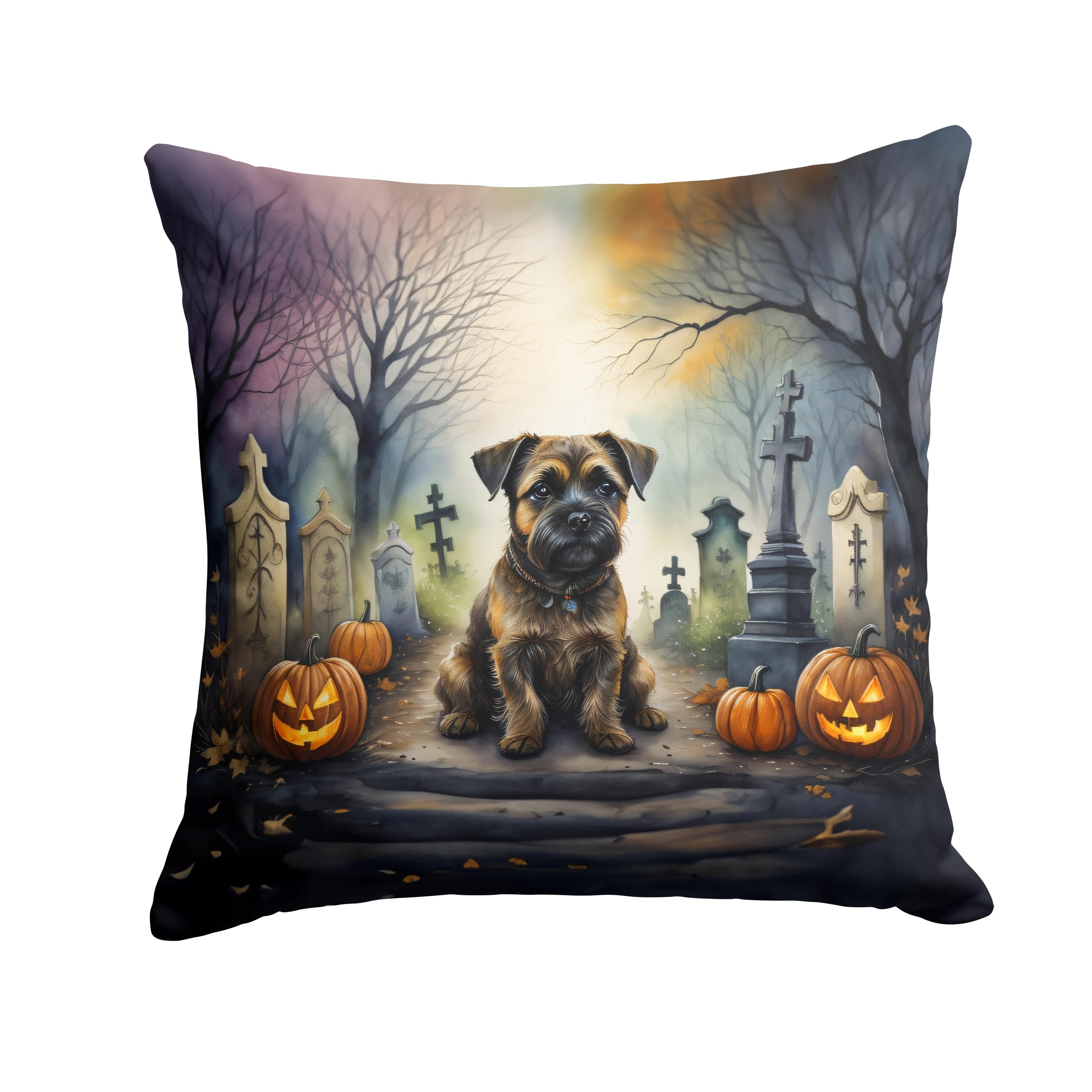 Border Terrier Spooky Halloween Throw Pillow
