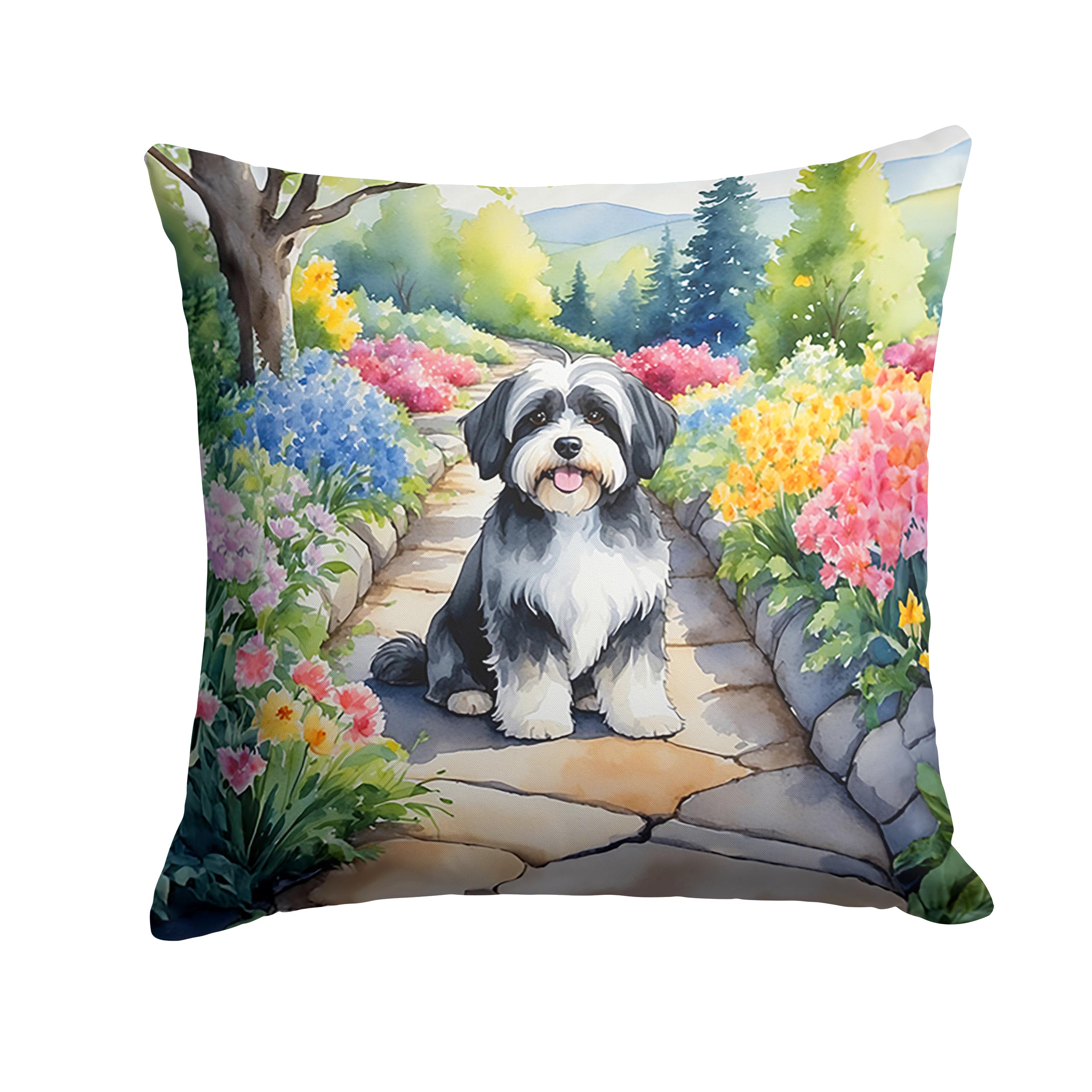 Carolines Treasures Havanese Spring Path Throw Pillow Machine Washable, Indoor Outdoor Decorative Pillow for Couch, Bed or Patio, 18Hx18W