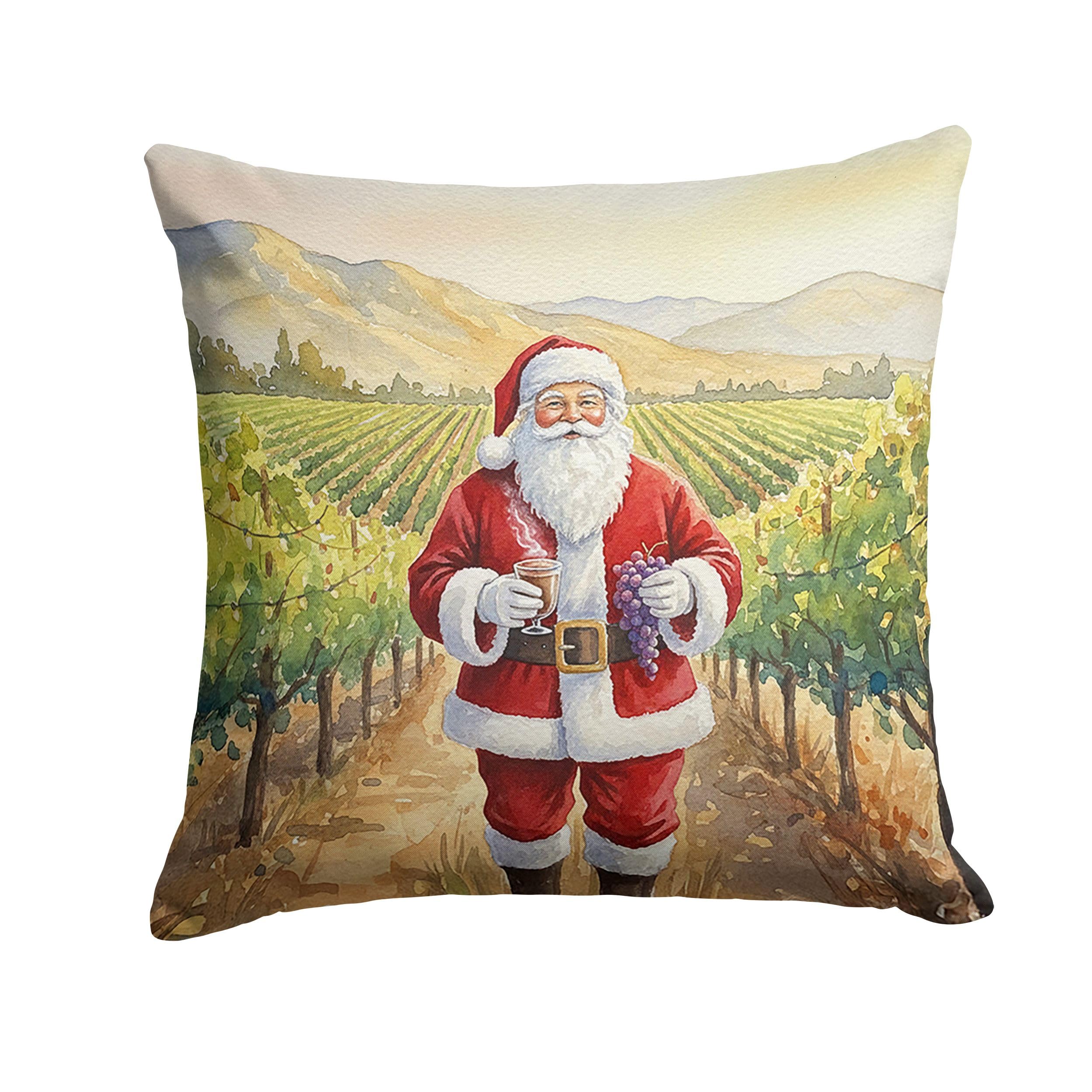 Carolines Treasures Santa Claus in The Vineyard Christmas Throw Pillow Decorative Indoor Outdoor Accent Cushion for Couch, Bed or Patio, 14Hx14W