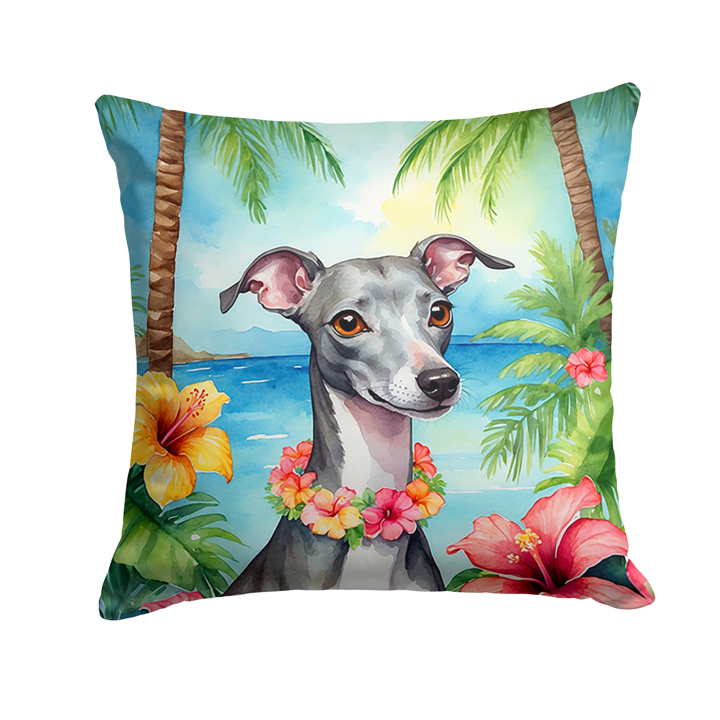 Carolines Treasures Luau Party Decorative Throw Pillow, 18Hx18W, Italian Greyhound 6455