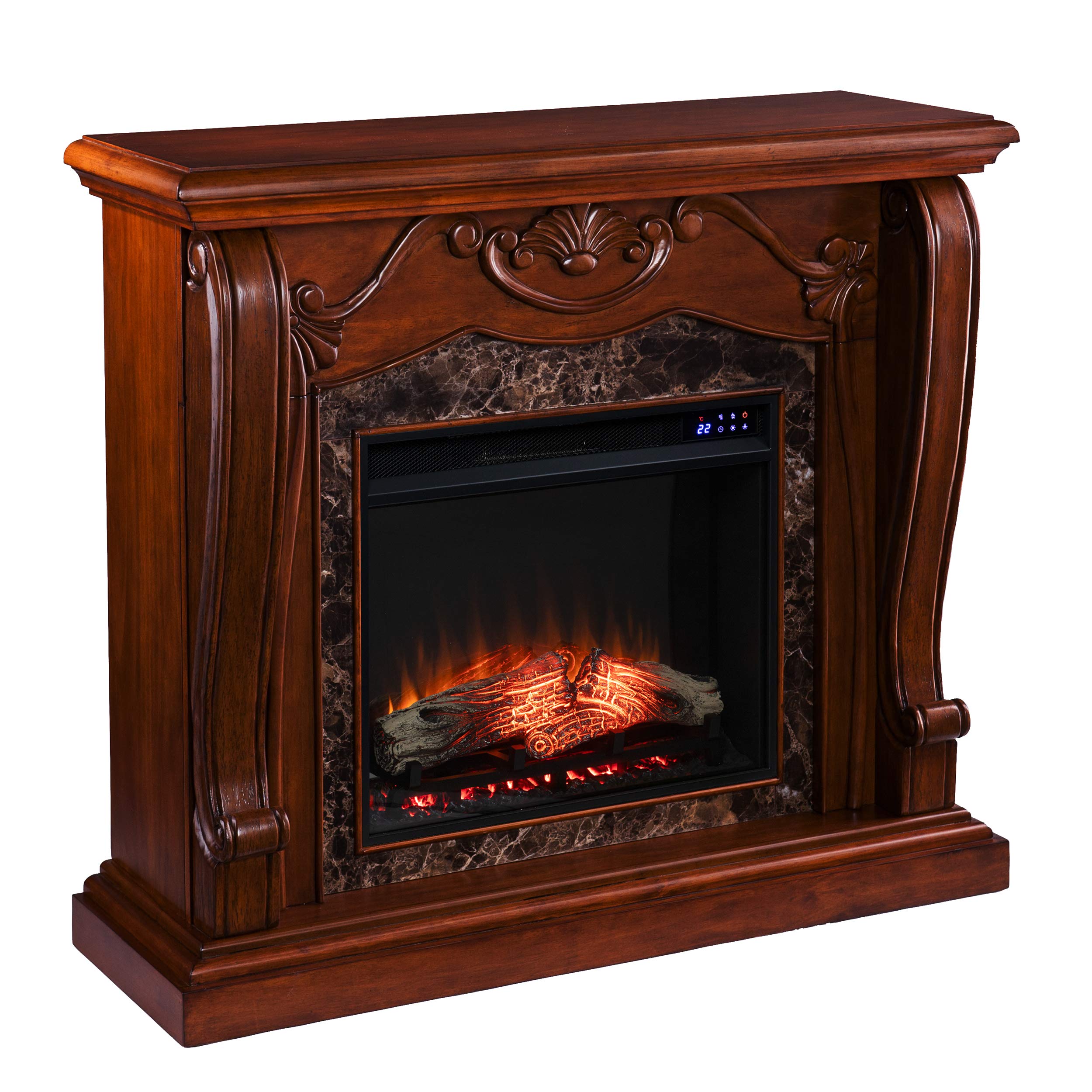 Cardona Touch Screen Electric Fireplace with Faux Marble