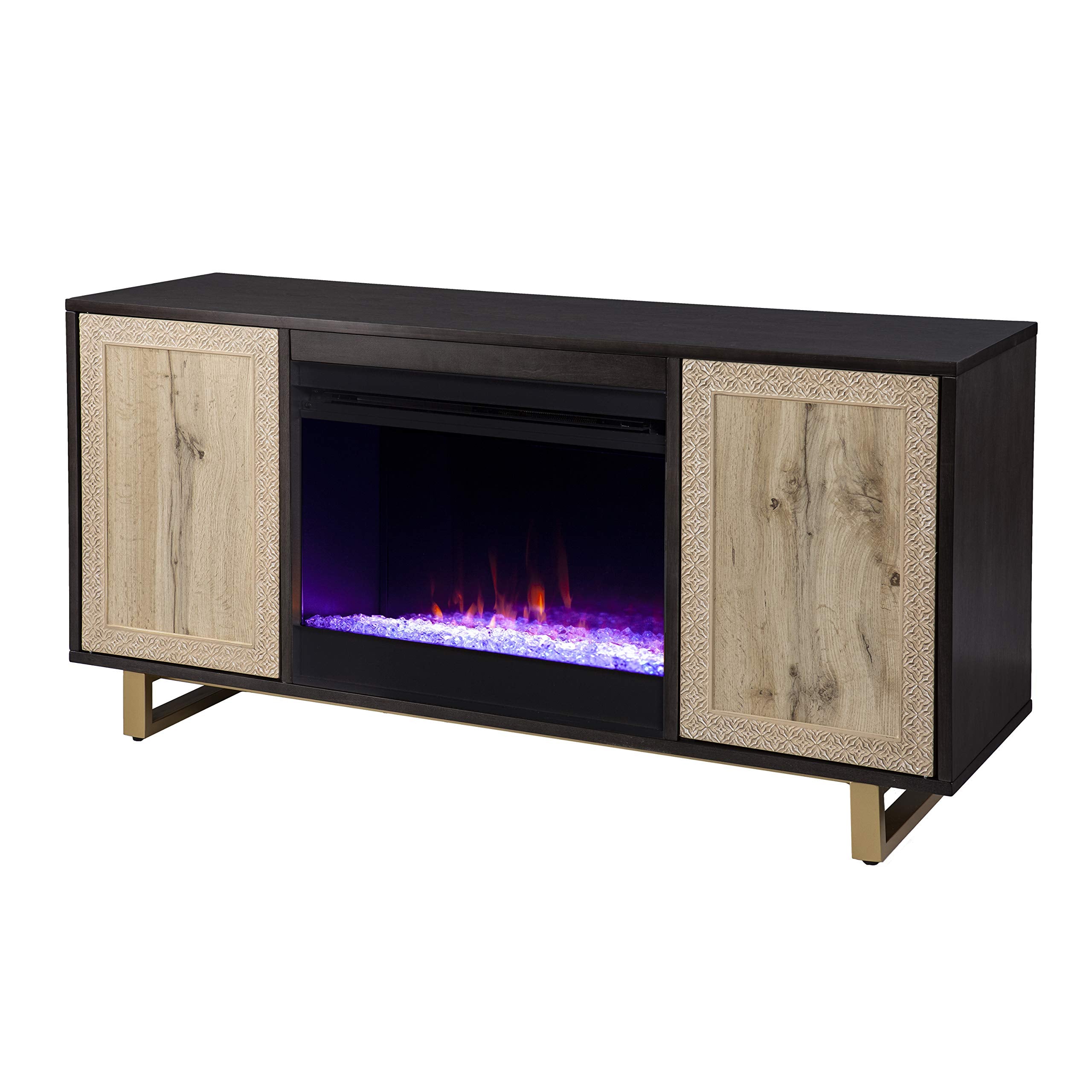 Wilconia Color Changing Fireplace w/ Media Storage and Carved Details