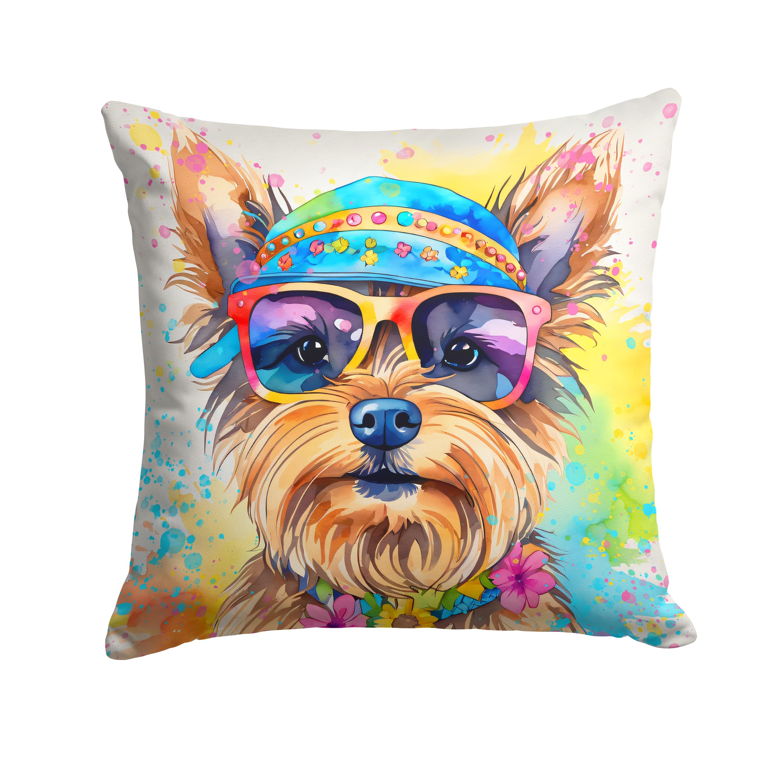 Yorkshire Terrier Hippie Dawg Throw Pillow