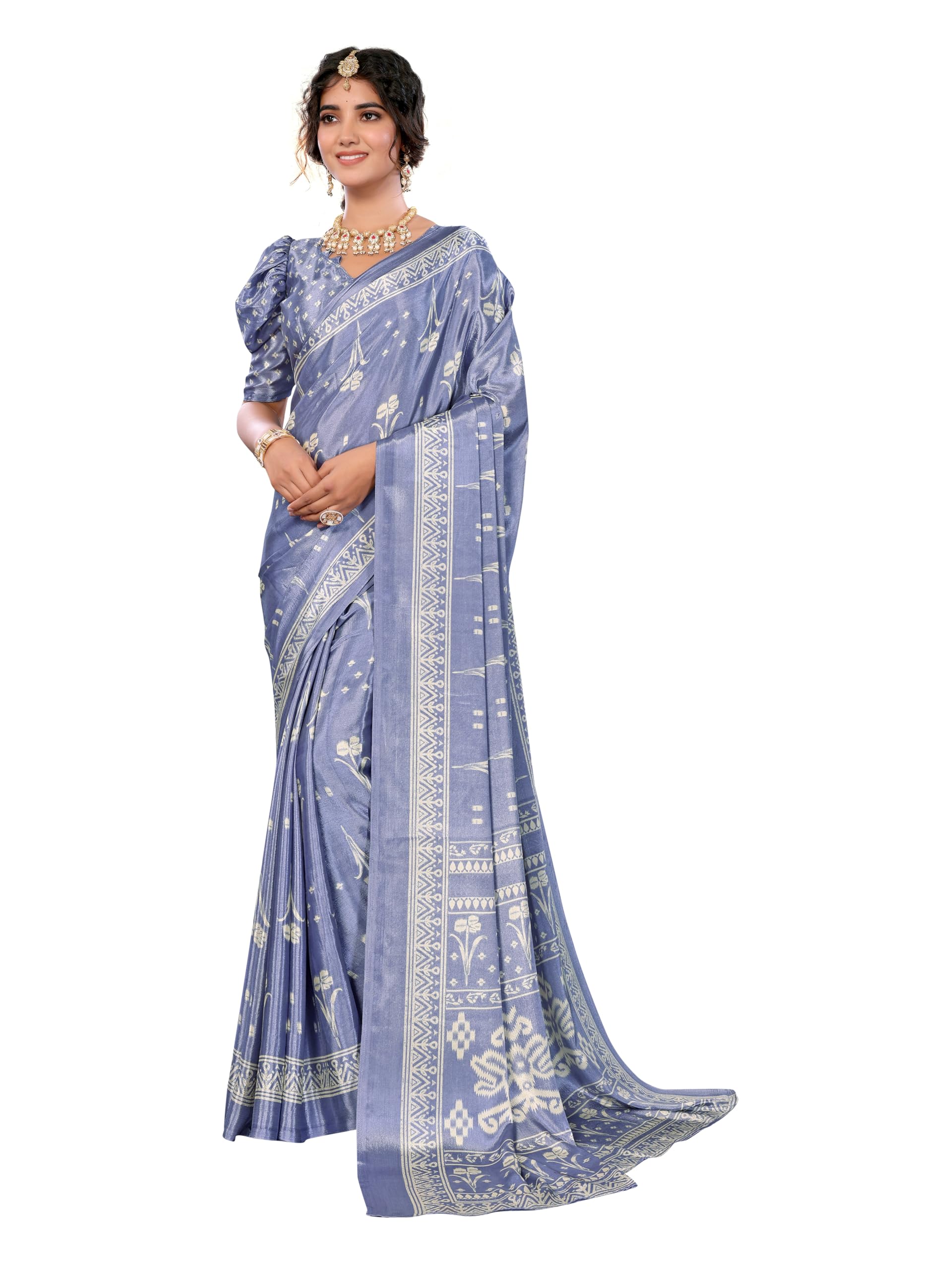 Yashika Women's Woven Latest Tussar Silk Saree with Lace and Blouse Material (AZ-YS-P1-RIZWANA-Parent_Grey)