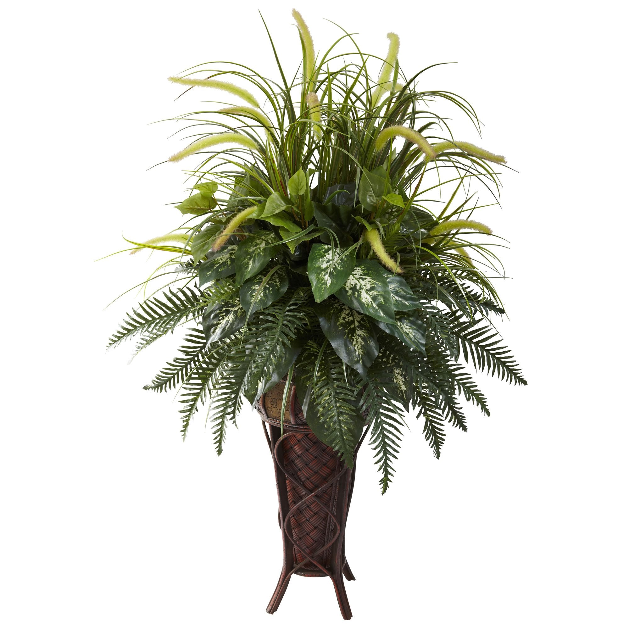 Mixed Greens & Cattails w/Stand Planter