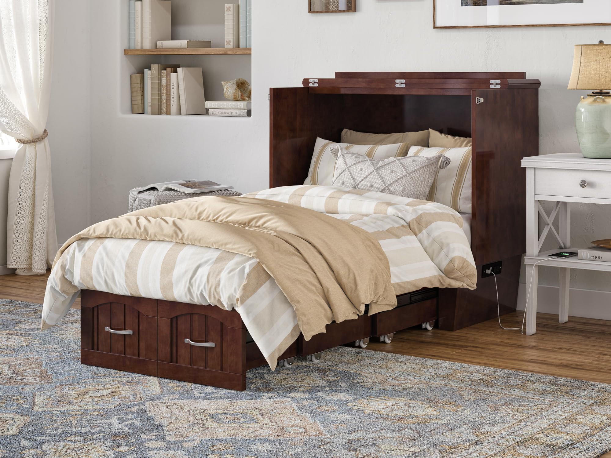Nantucket Twin Murphy Bed Chest in Walnut