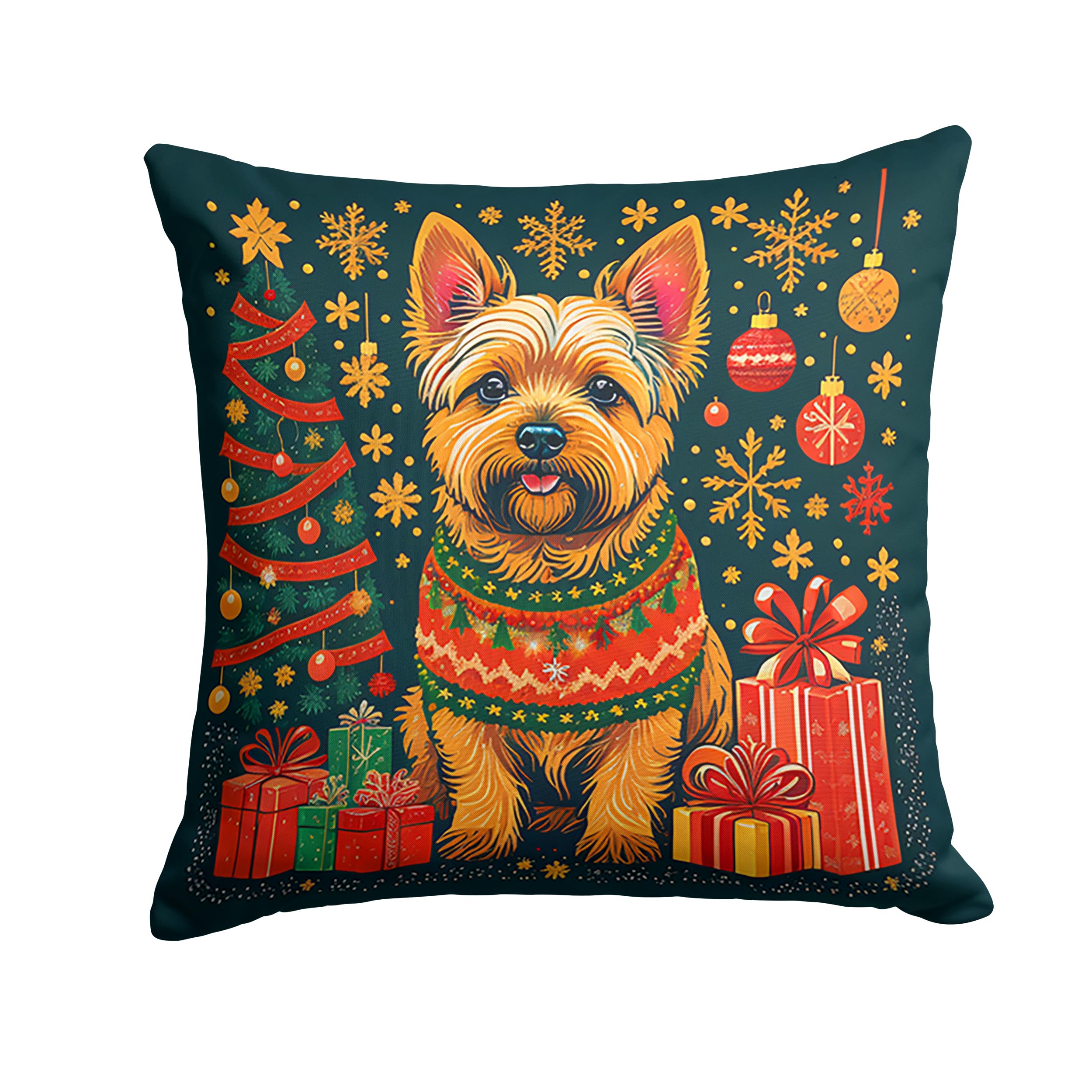 Norwich Terrier Christmas Throw Pillow