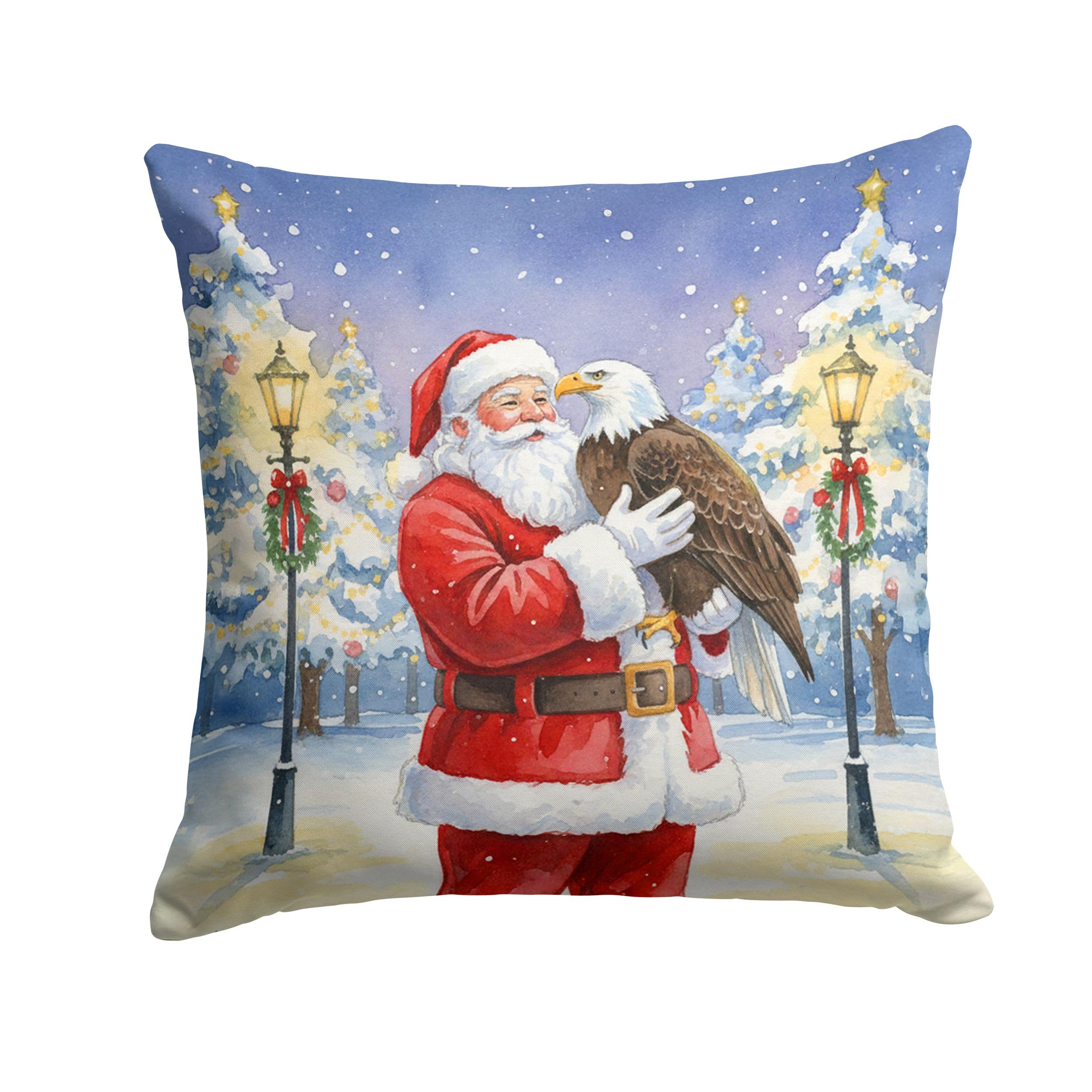 Carolines Treasures Eagle with Santa Claus Throw Pillow Decorative Indoor Outdoor Accent Cushion for Couch, Bed or Patio, 14Hx14W