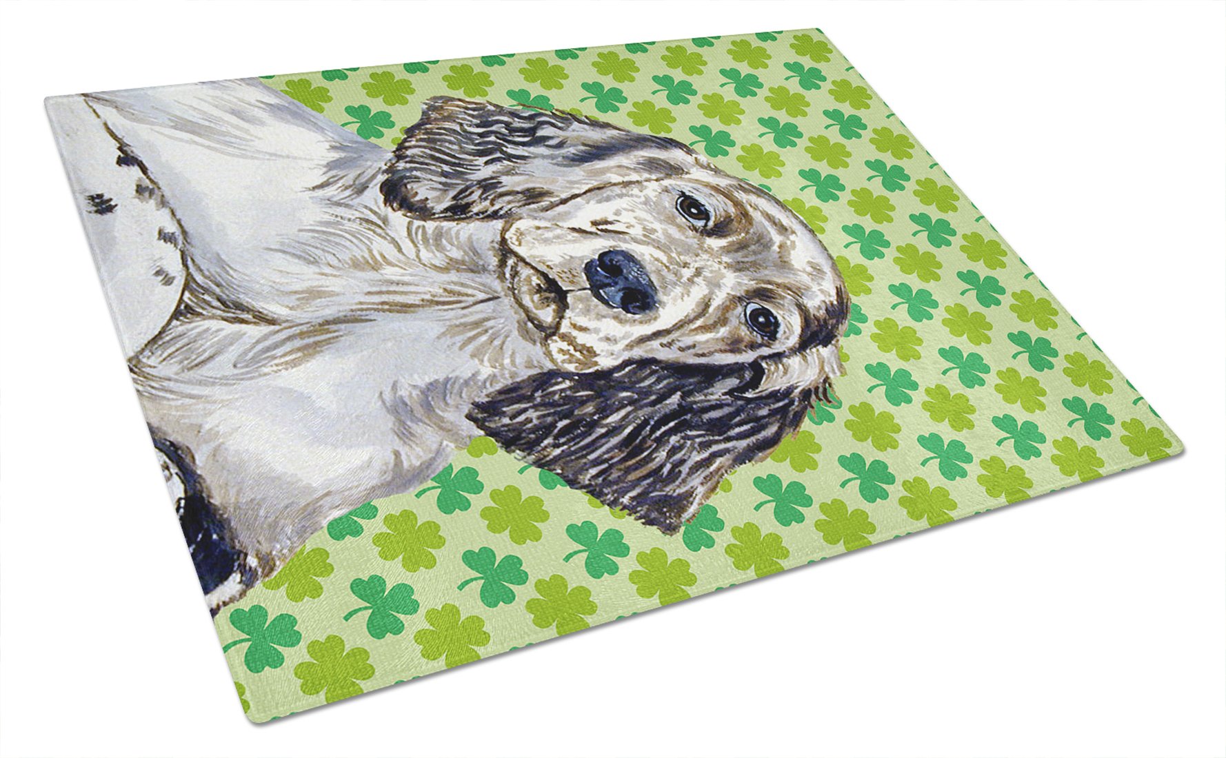 Carolines Treasures LH9187LCB English Setter St. Patricks Day Shamrock Portrait Glass Cutting Board Large Decorative Tempered Glass Kitchen Cutting and Serving Board Large Size Chopping Board