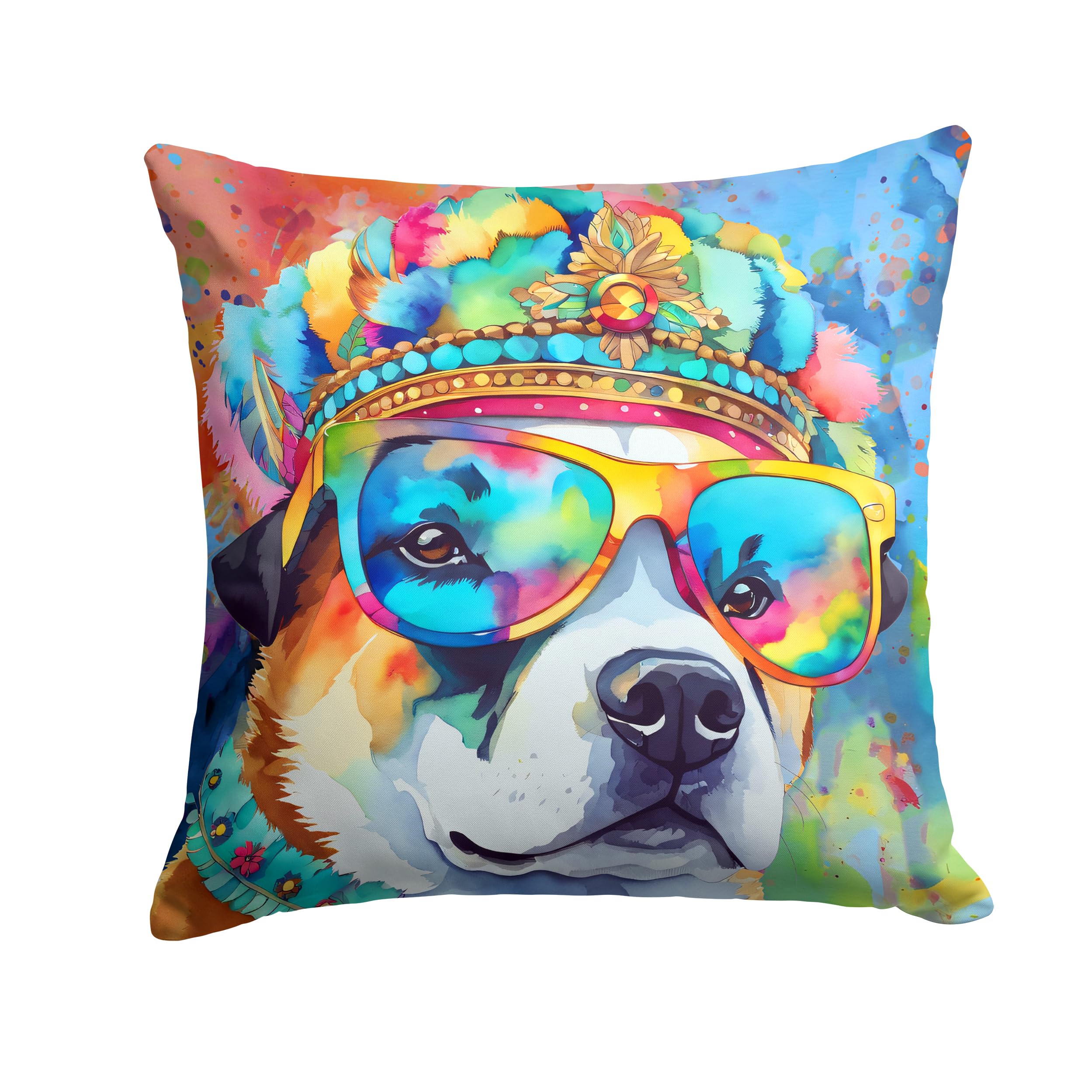 Akita Hippie Dawg Throw Pillow