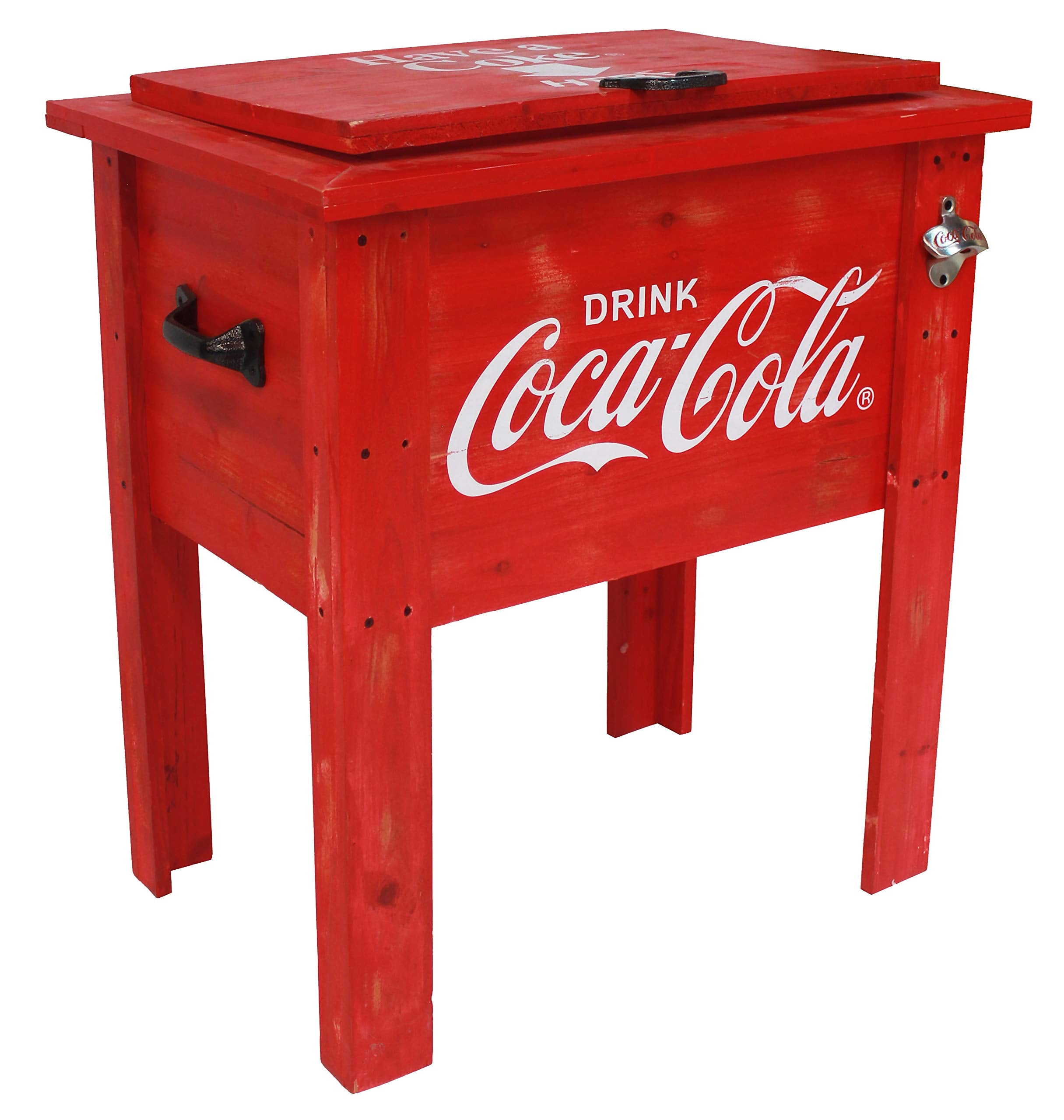 Coke Cooler 54QT Wood VINTG RED