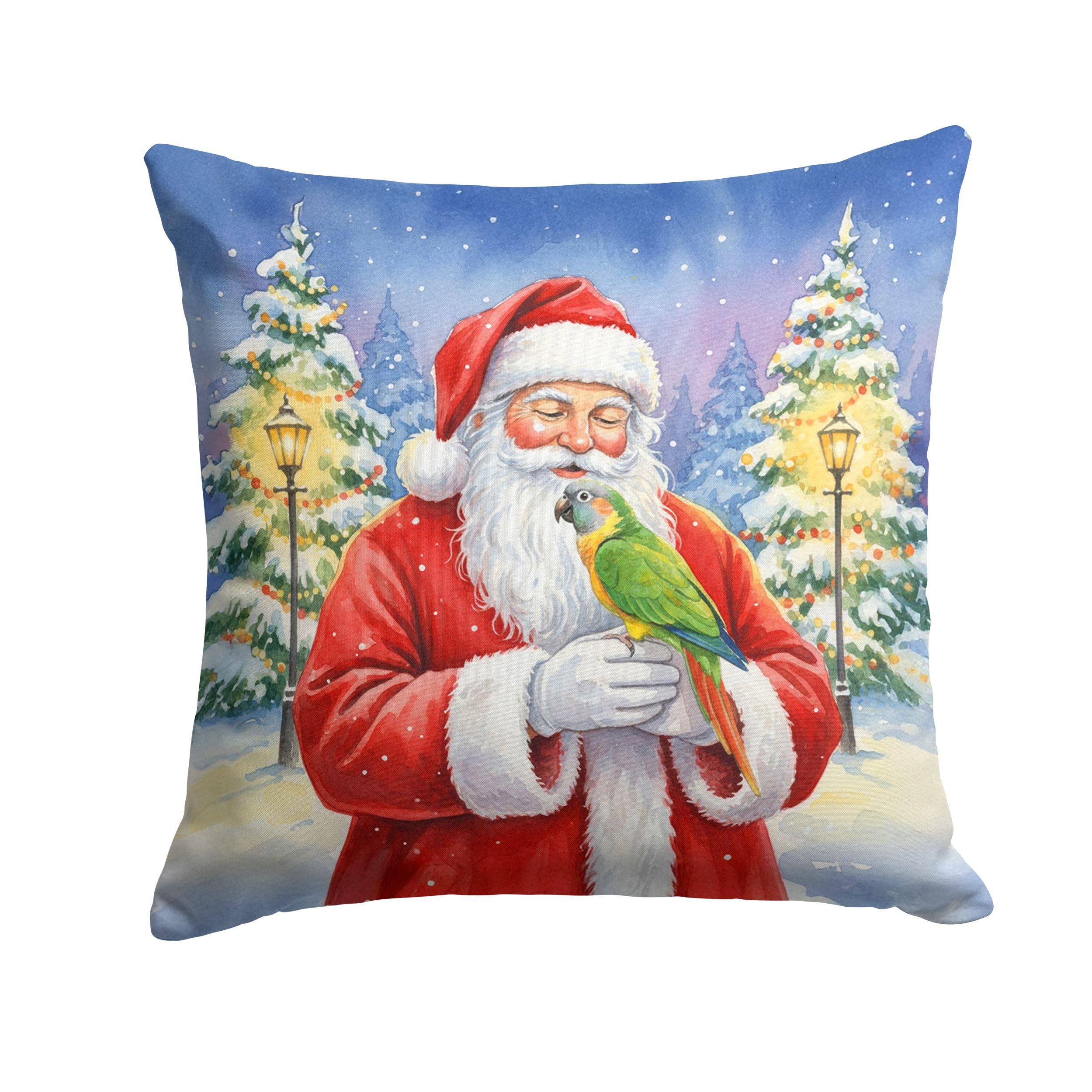 Carolines Treasures Senegal Parrot with Santa Claus Throw Pillow Decorative Indoor Outdoor Accent Cushion for Couch, Bed or Patio, 18Hx18W