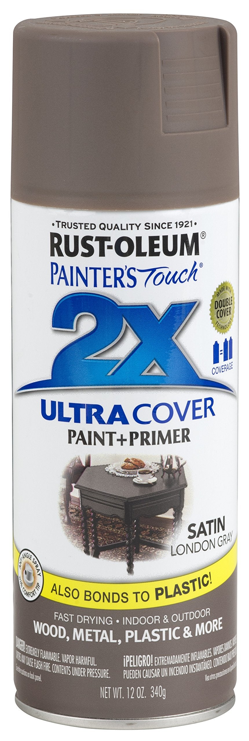 Rust-Oleum 249857 Painter'S Touch 2X Ultra Cover, 12 Ounce (Pack Of 1), Satin London Gray