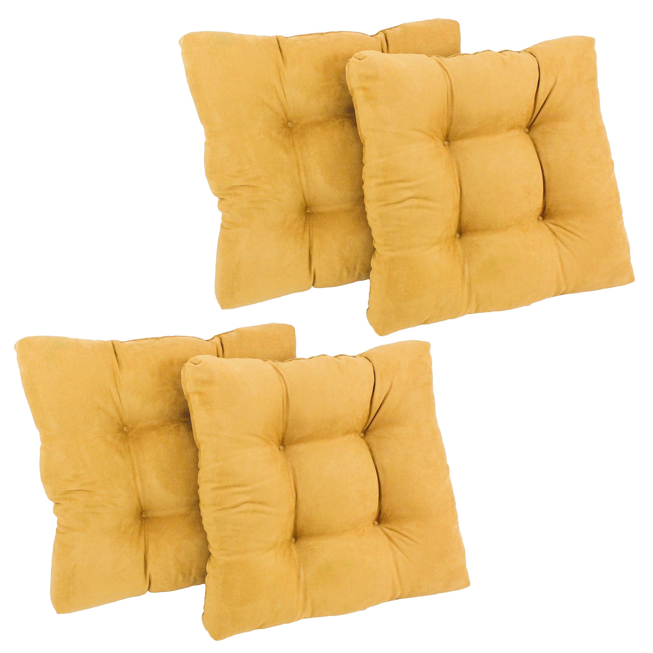 19-inch Squared Microsuede Tufted Dining Chair Cushion (Set of Four) - Lemon