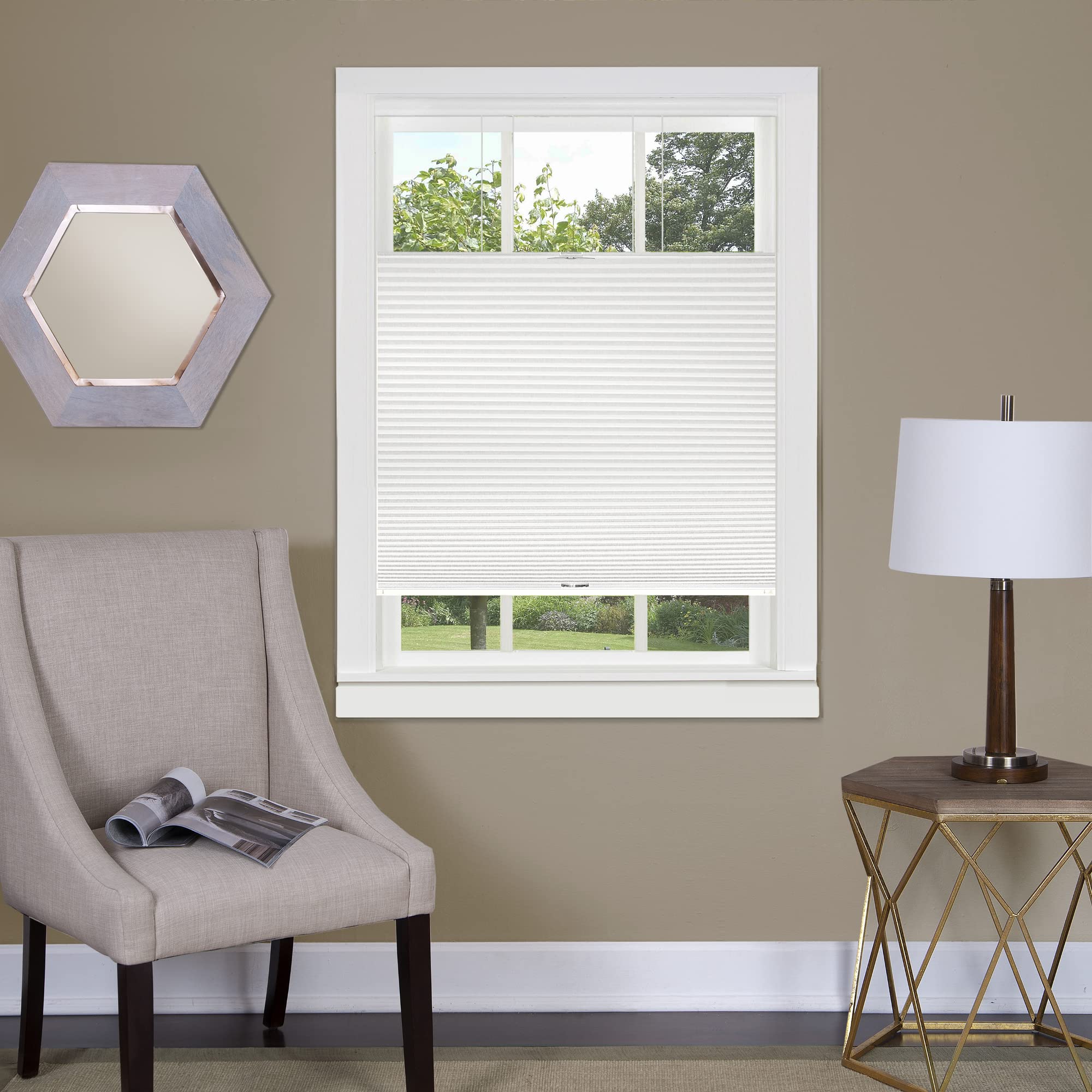 Top Down-Bottom Up Cordless Honeycomb Cellular Shade 31x64 White