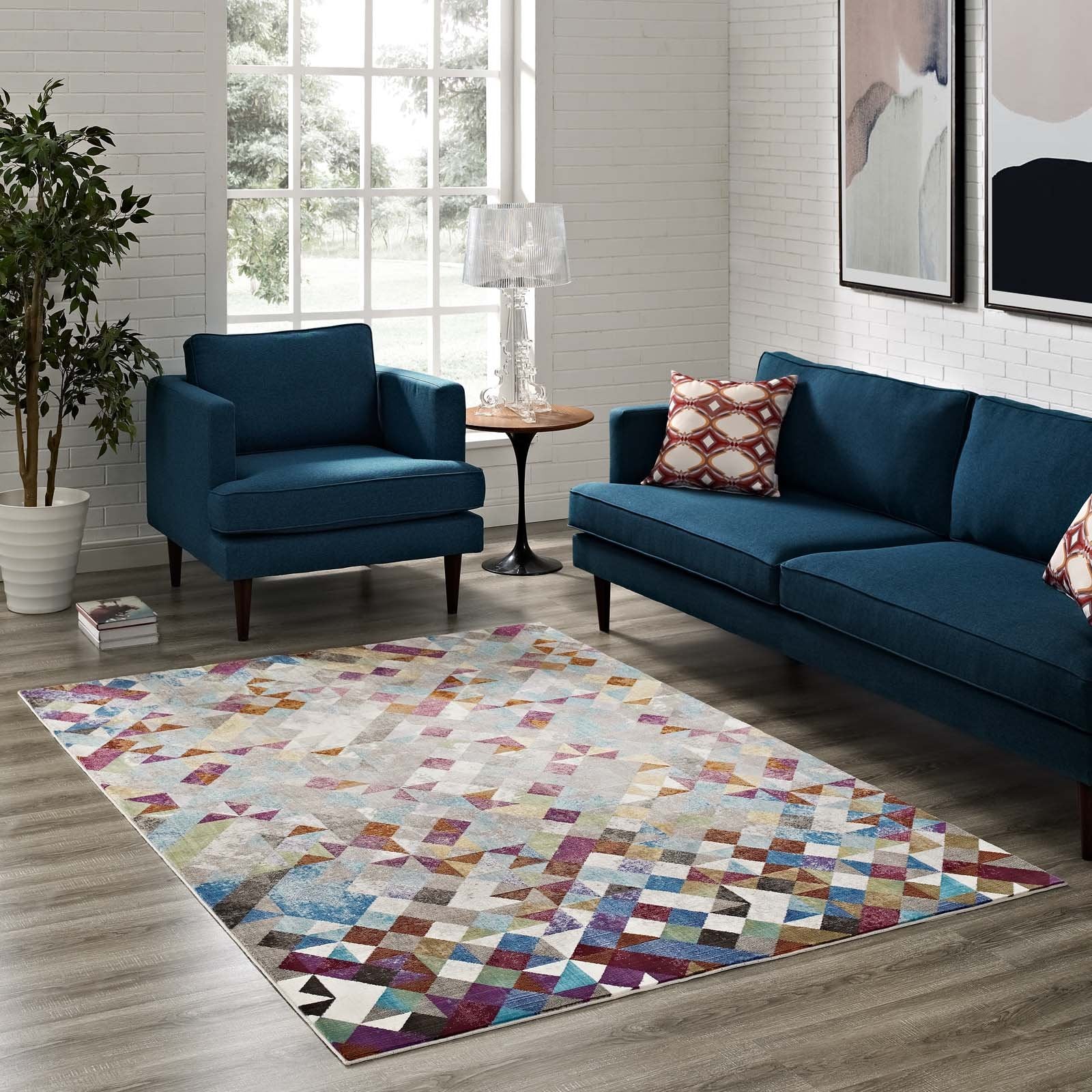 Lavendula Triangle Mosaic 4x6 Area Rug - Multicolored