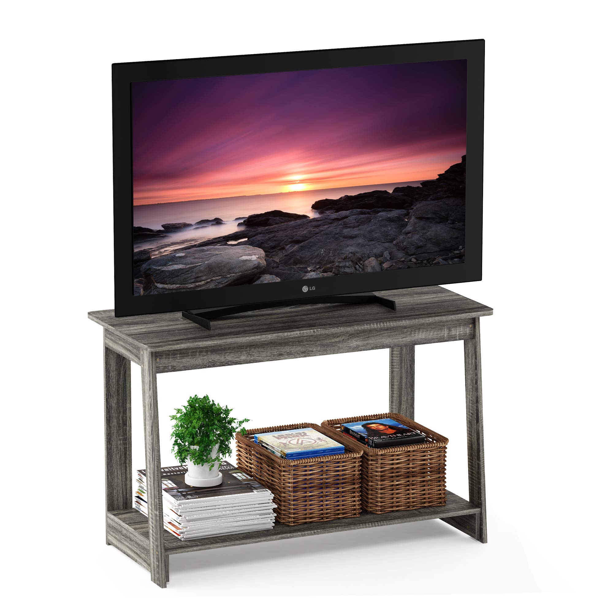 Furinno Beginning TV Stand, French Oak Grey 18041GYW