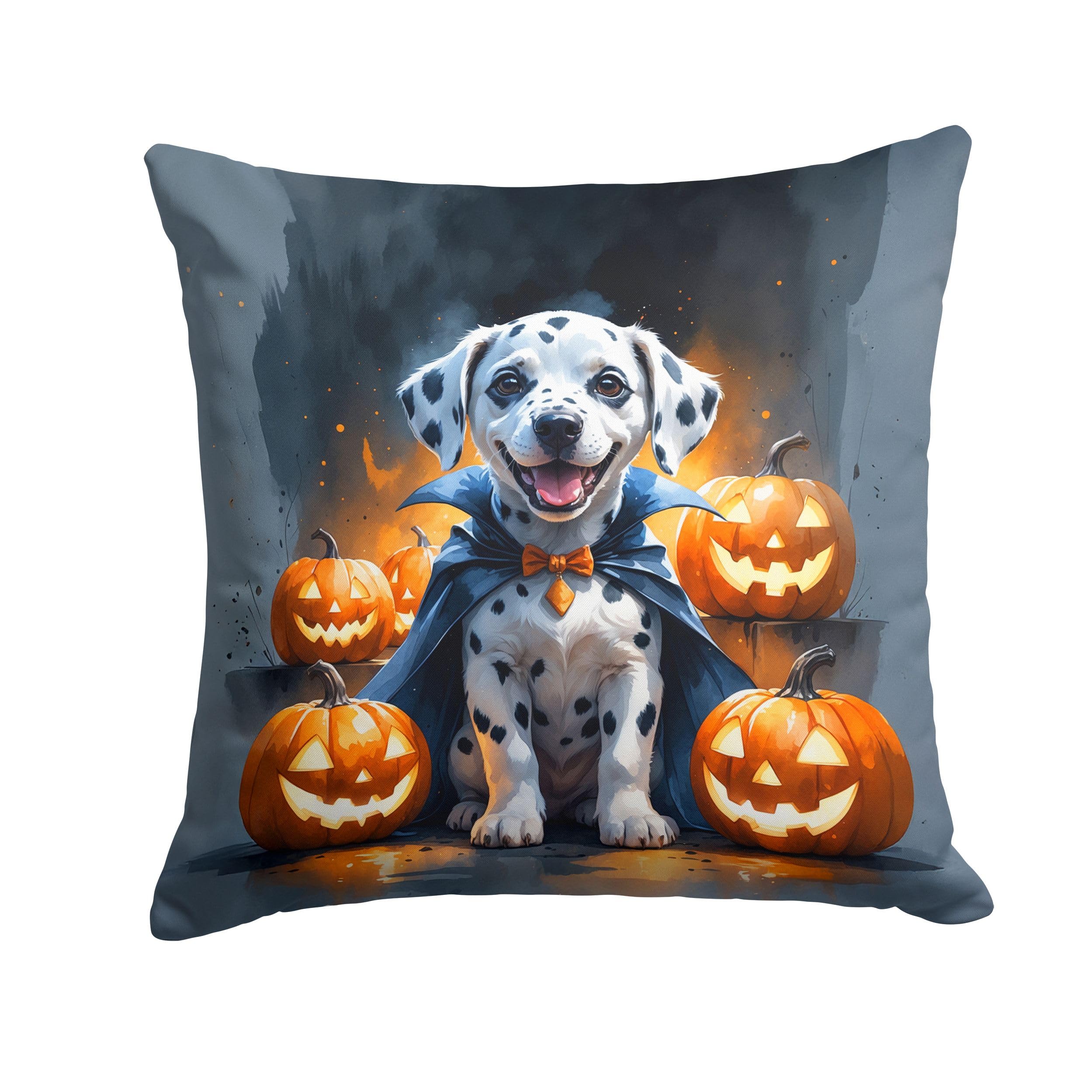 Carolines Treasures Dalmatian Puppy Halloween Throw Pillow Machine Washable, Indoor Outdoor Decorative Pillow for Couch, Bed or Patio, 14Hx14W