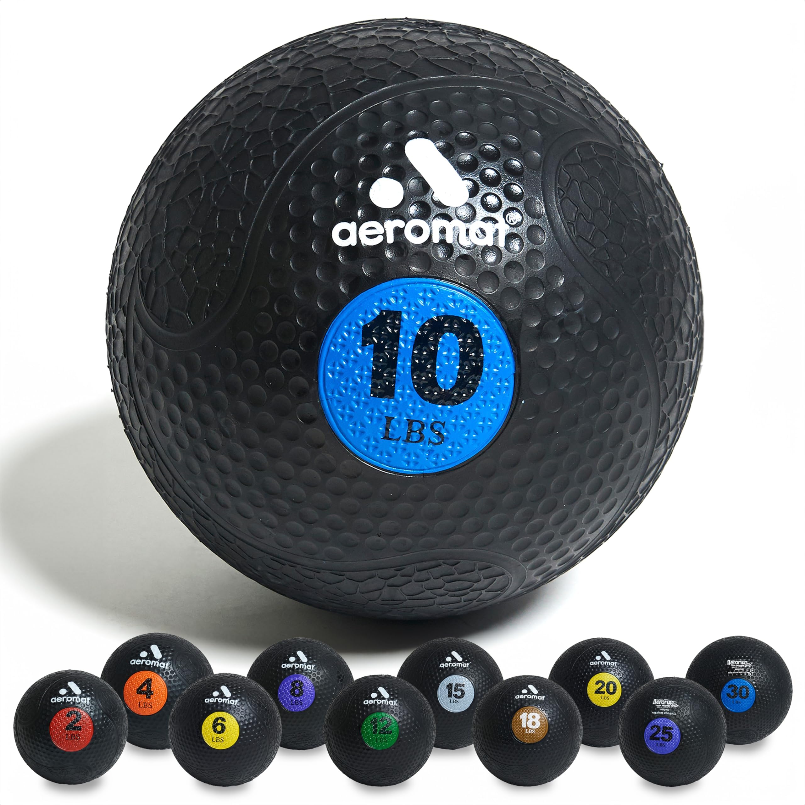 Deluxe Medicine Ball - 10 LB Black / Blue - 9.0 in diameter