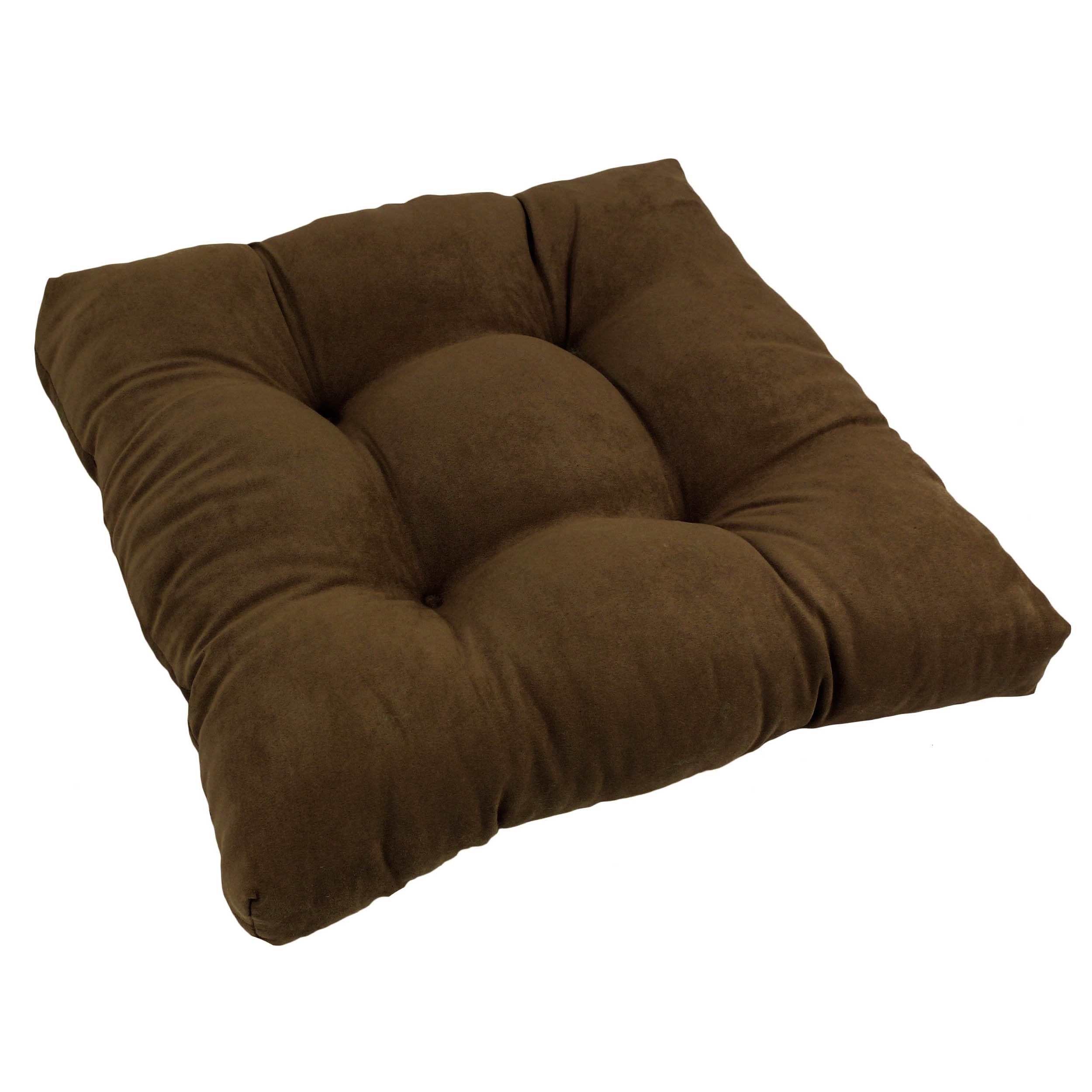 19-inch Squared Microsuede Tufted Dining Chair Cushion - Chocolate