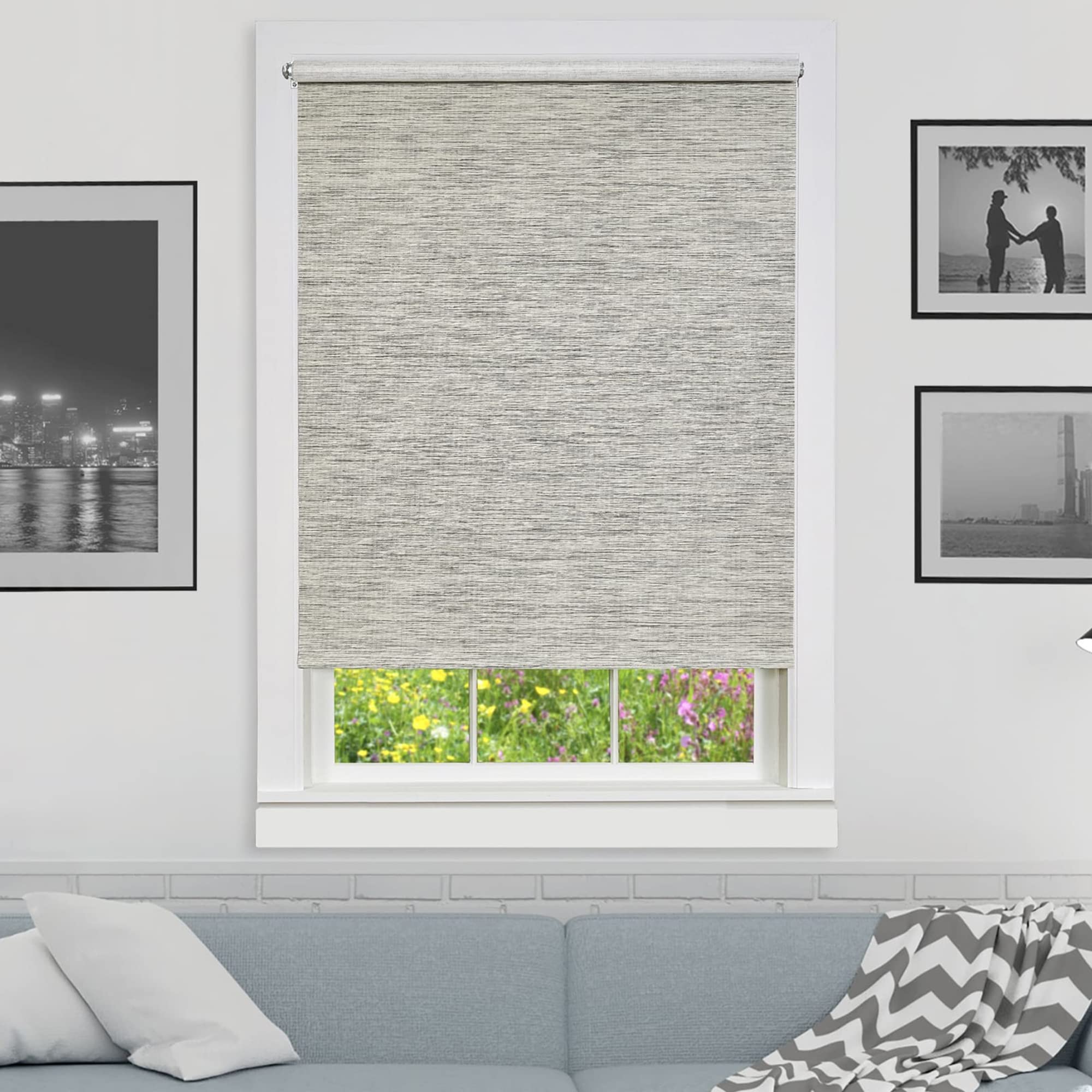 Cordless Privacy Jute Shade 37X72 Heather