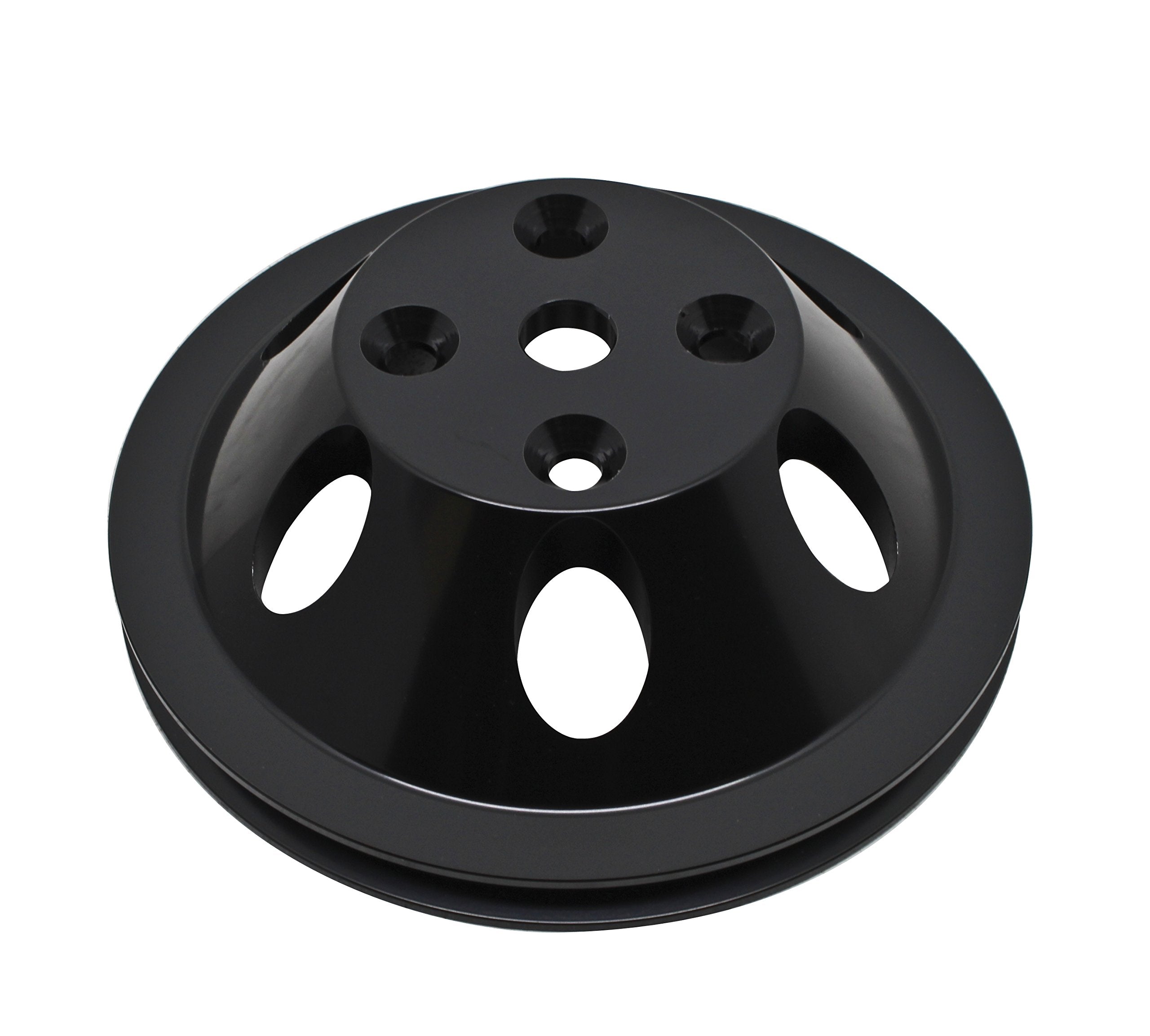1969-85 Compatible/Replacement for CHEVY SMALL BLOCK BLACK ALUMINUM WATER PUMP PULLEY - 1 GROOVE (LONG)