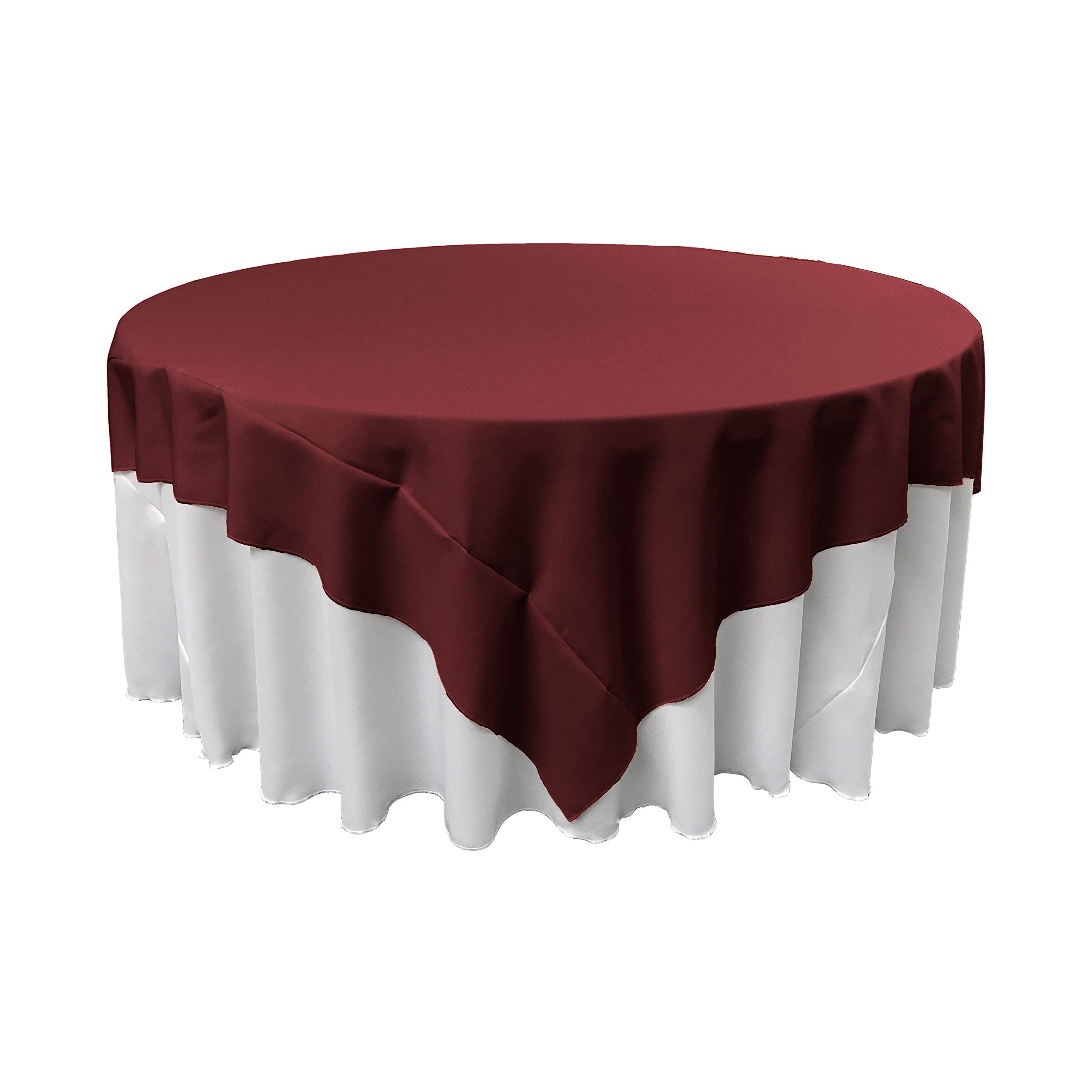 LA Linen Polyester Poplin Square Tablecloth, 90 by 90-Inch, Burgundy
