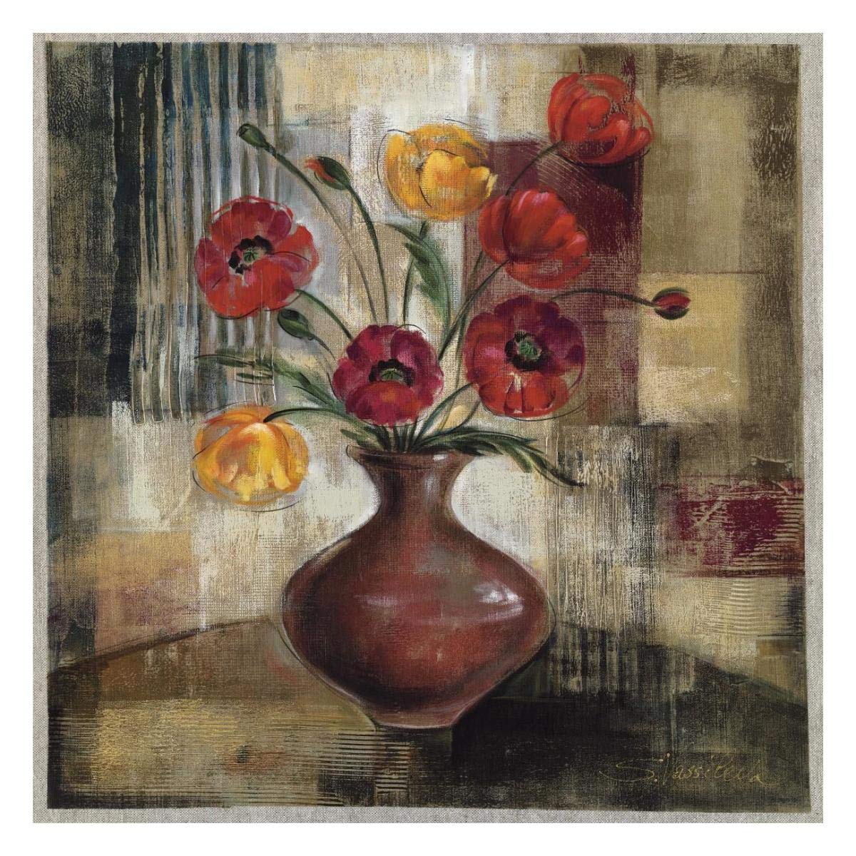 Poppies in a Copper Vase I -Paper Art-26x26”