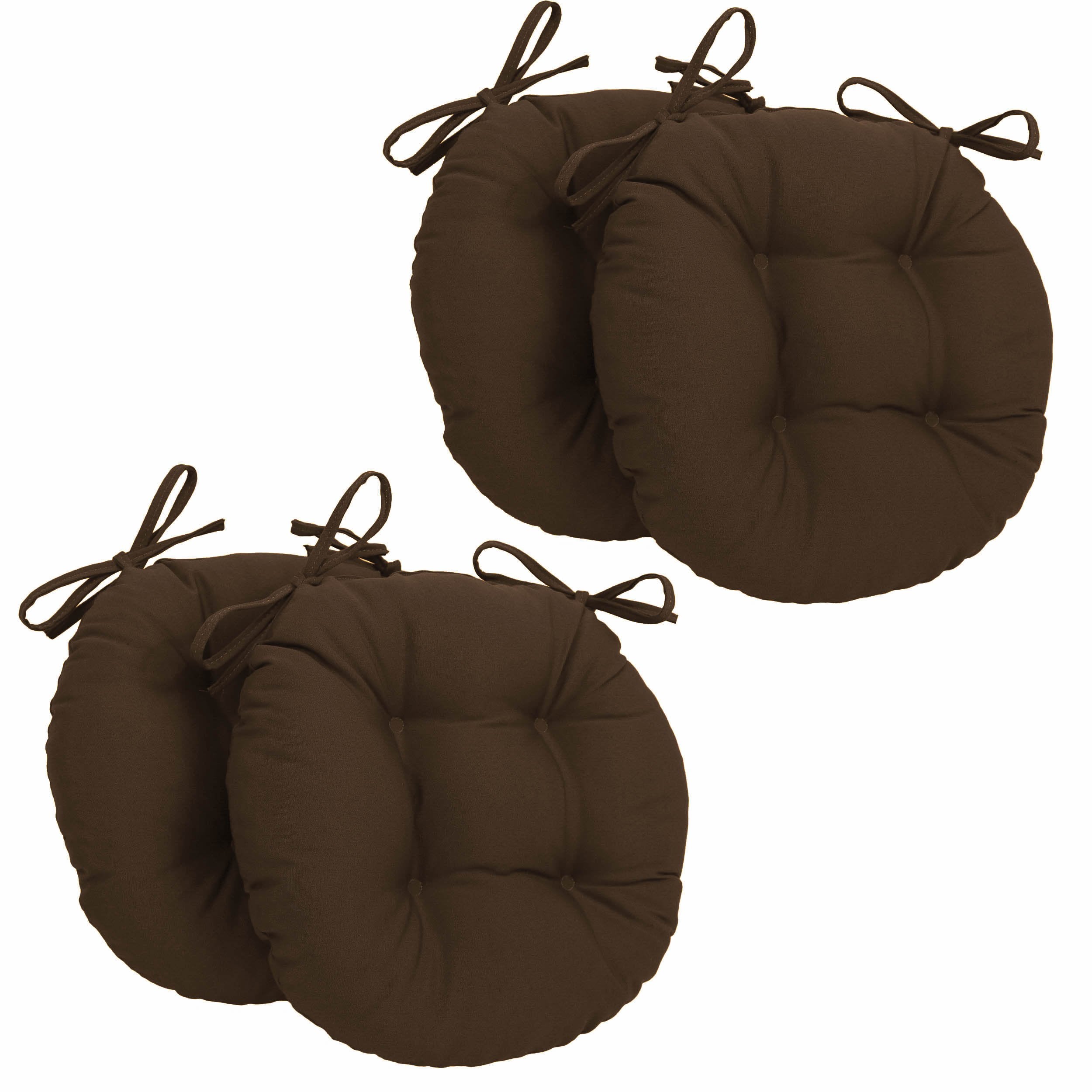16-inch Solid Twill Round Tufted Chair Cushions (Set of 4) - Chocolate