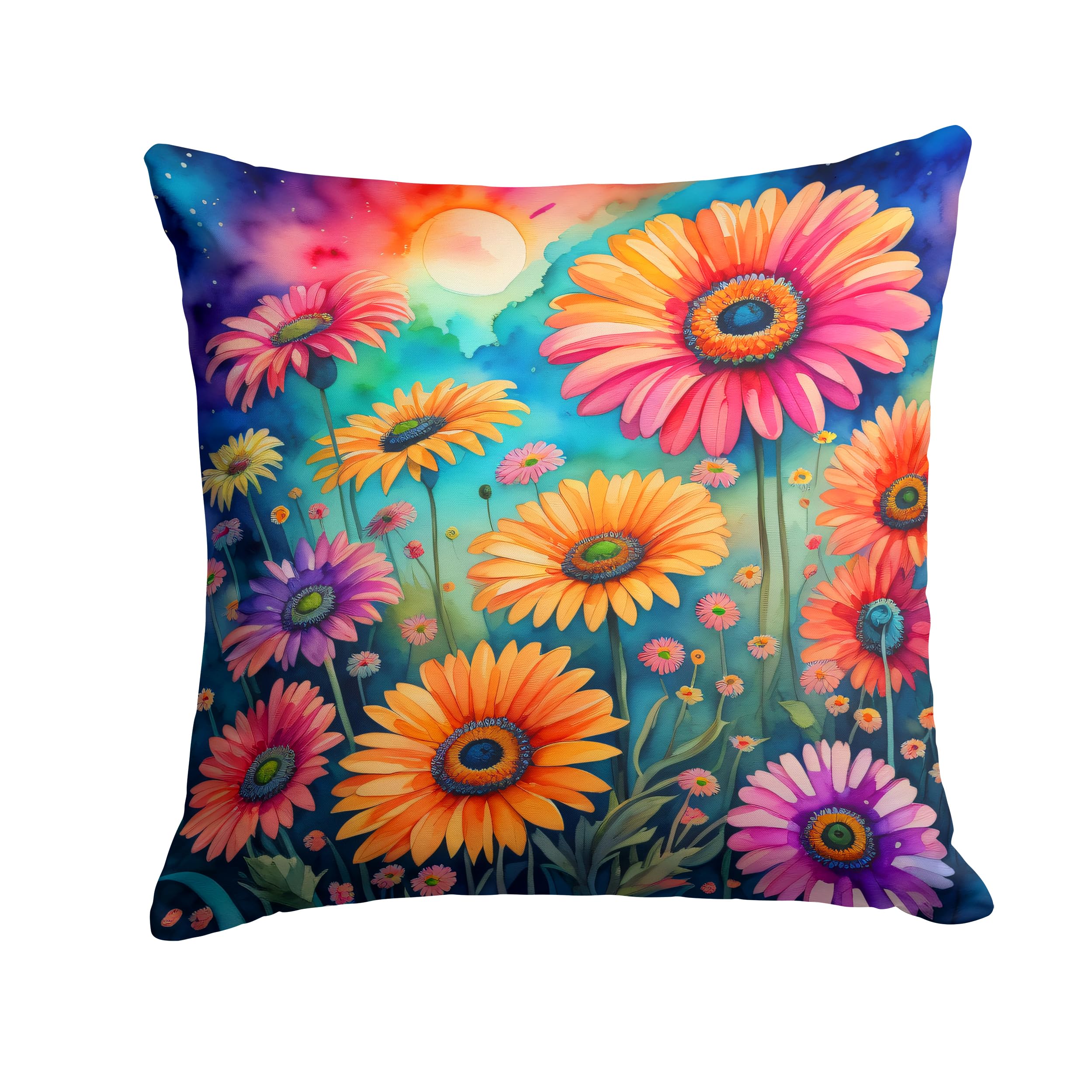 Colorful Gerbera Daisies Throw Pillow