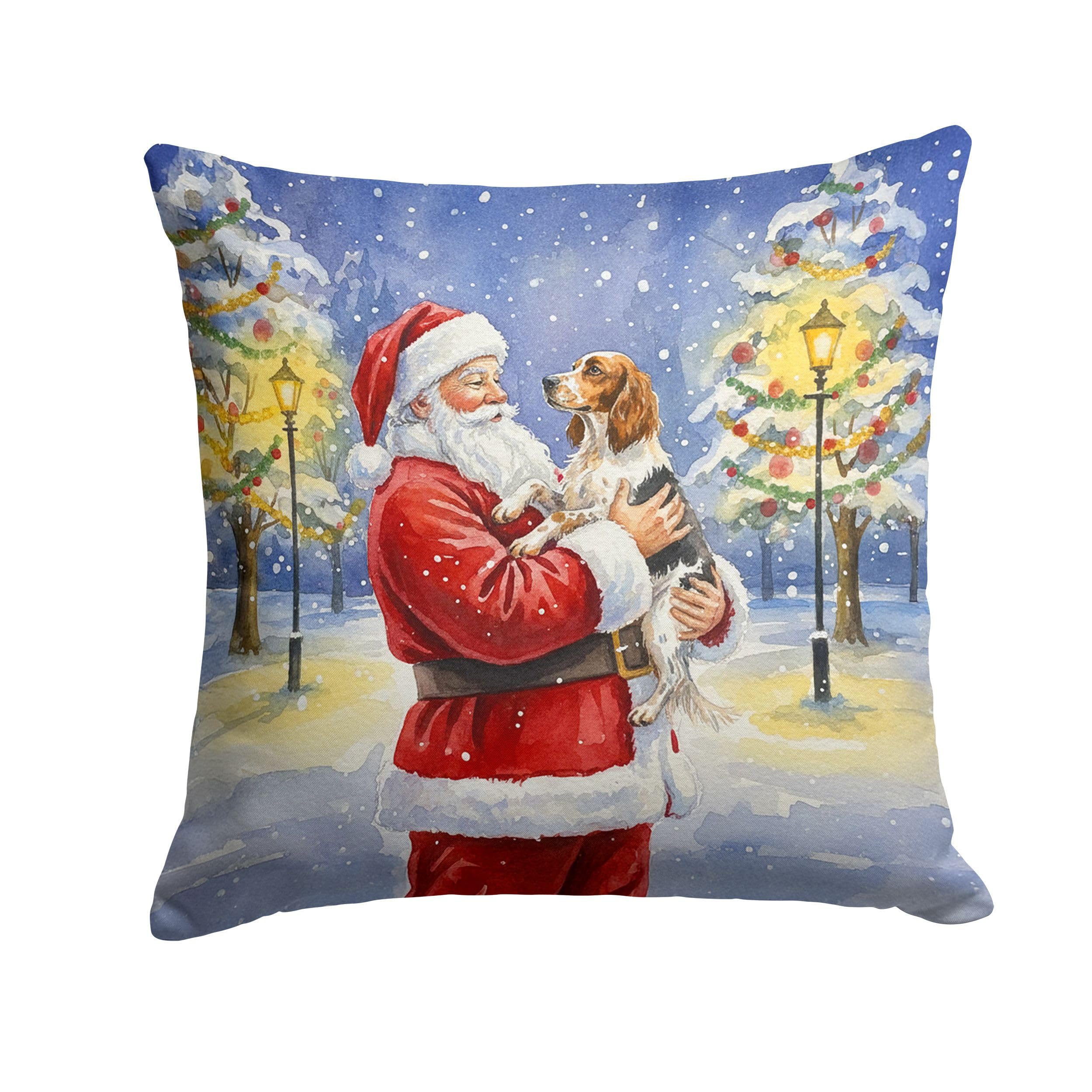 Carolines Treasures English Setter with Santa Claus Throw Pillow Decorative Indoor Outdoor Accent Cushion for Couch, Bed or Patio, 14Hx14W