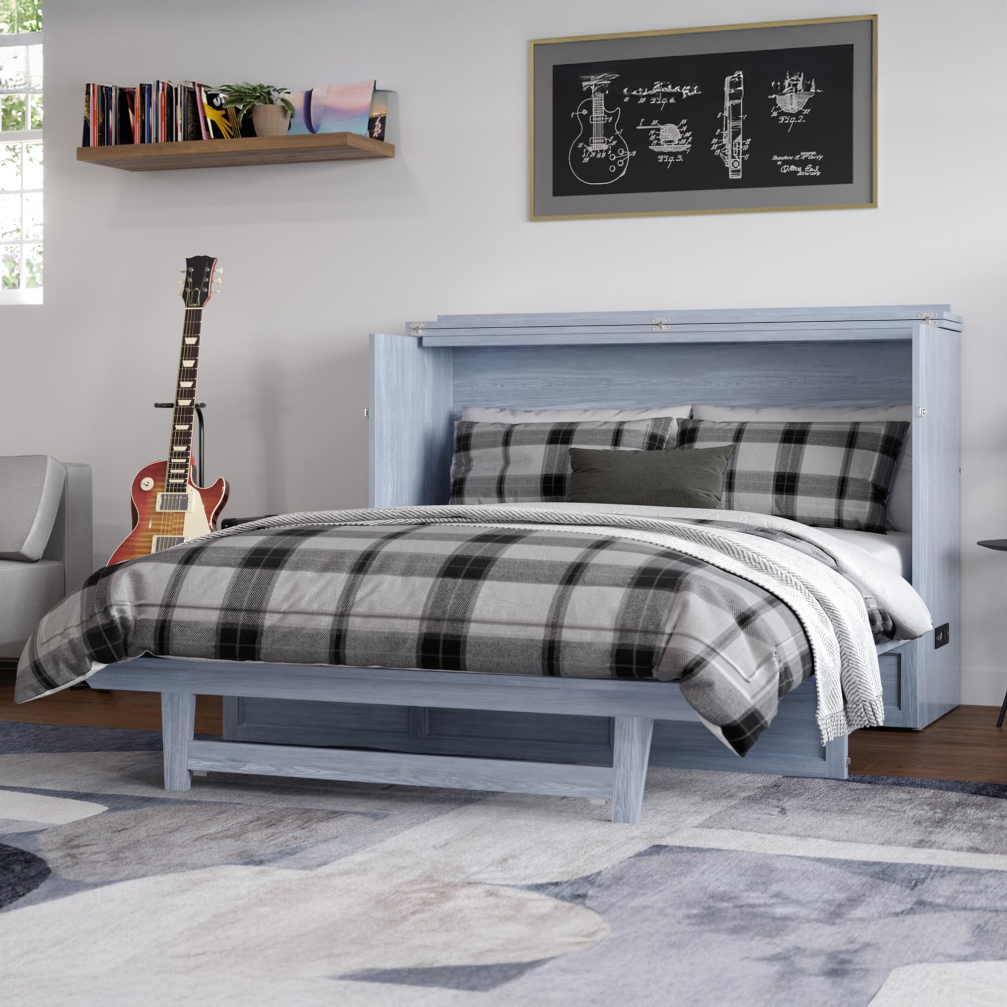 Northfield Queen Murphy Bed Chest in Driftwood