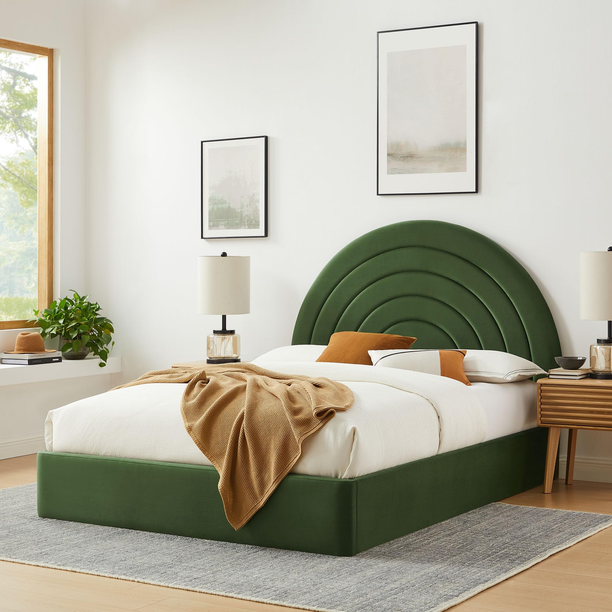 Solana Arched Performance Velvet Queen Platform Bed by Modway