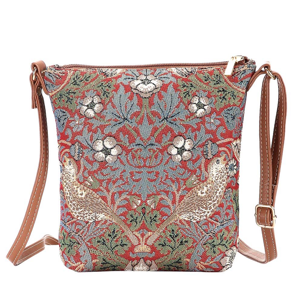 William Morris Strawberry Thief Red Sling Bag Purse Crossbody