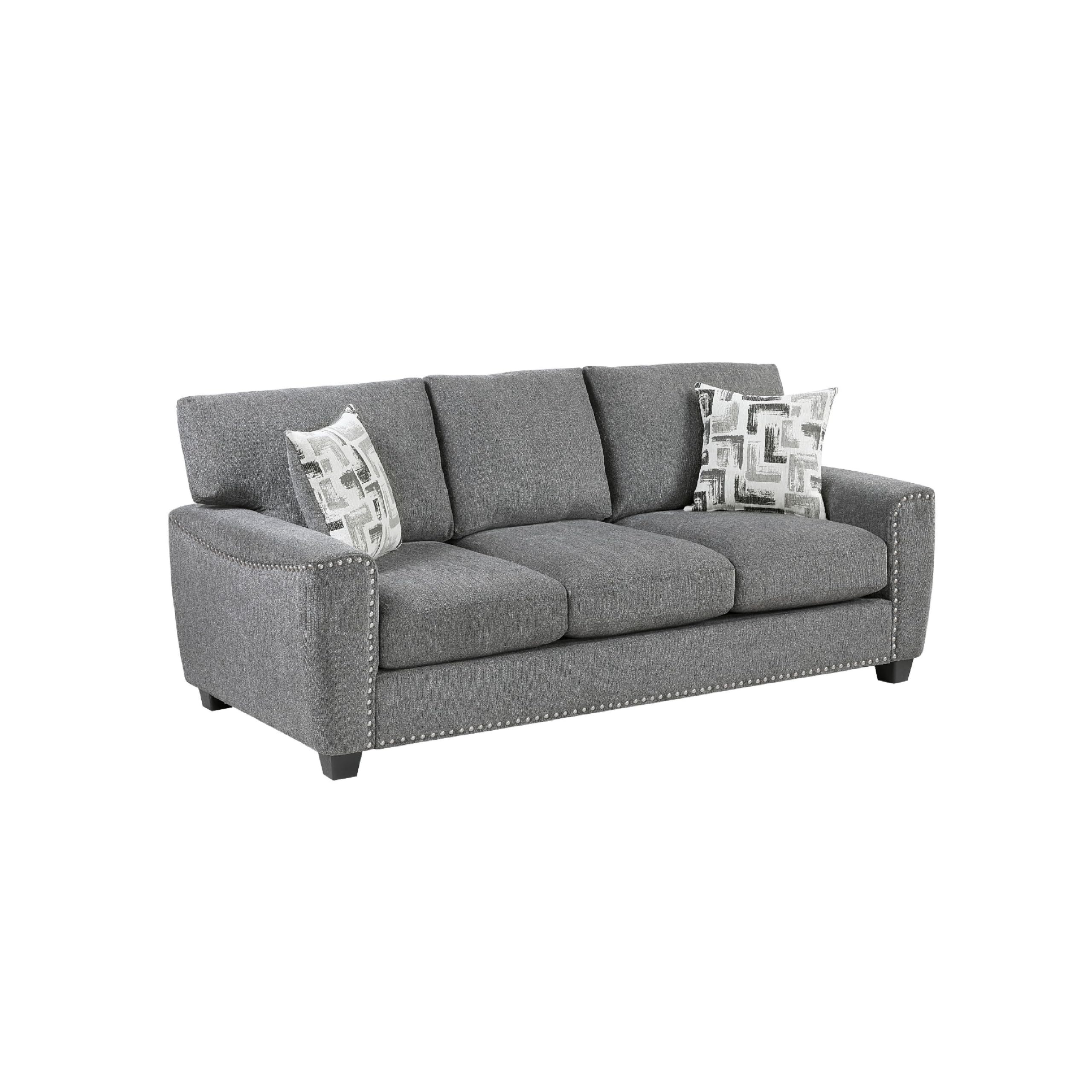 Koi Sofa with 2 Pillows, Reversible Cushions, Gray Chenille, 89 Inch