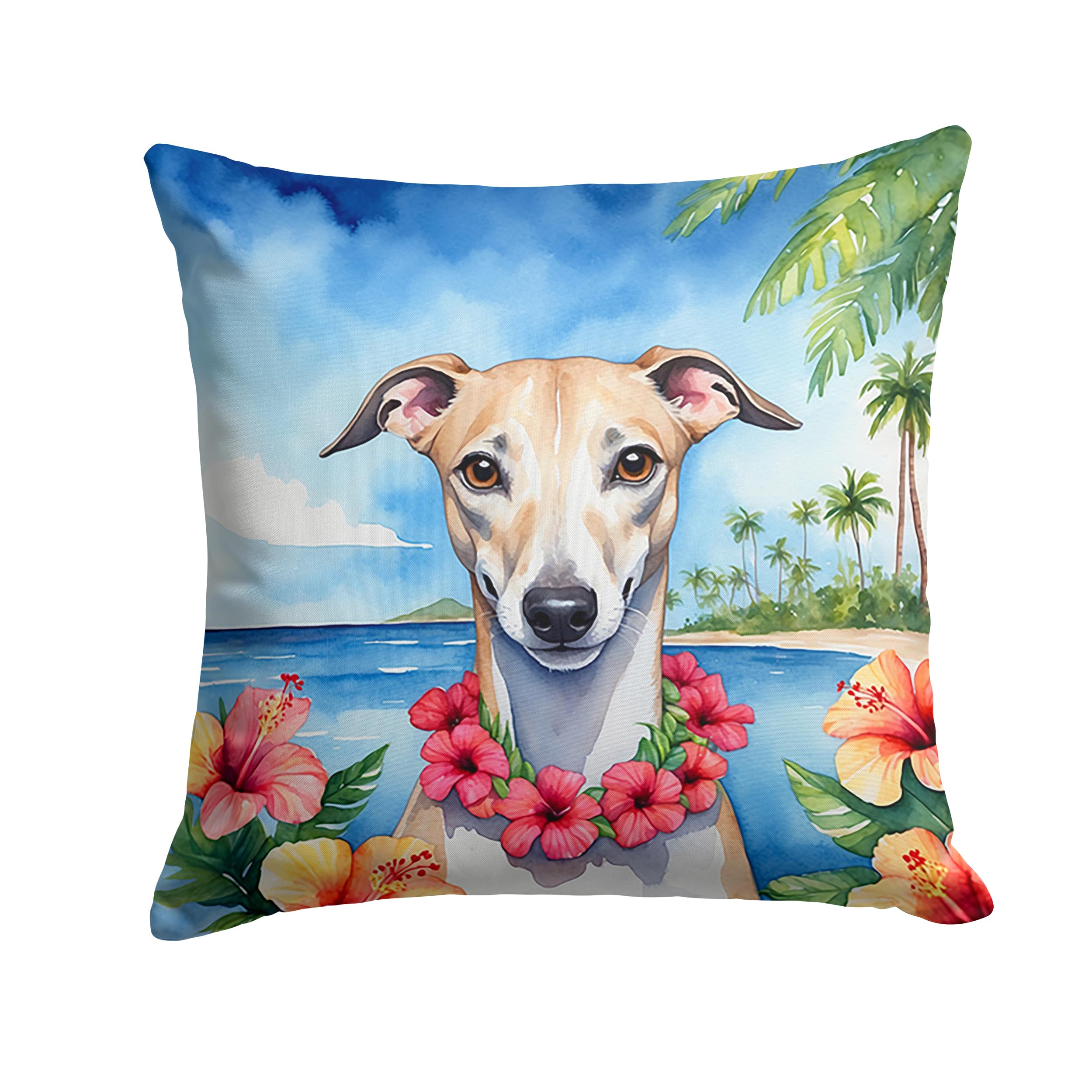 Carolines Treasures Luau Party Decorative Throw Pillow, 18Hx18W, Whippet 6538