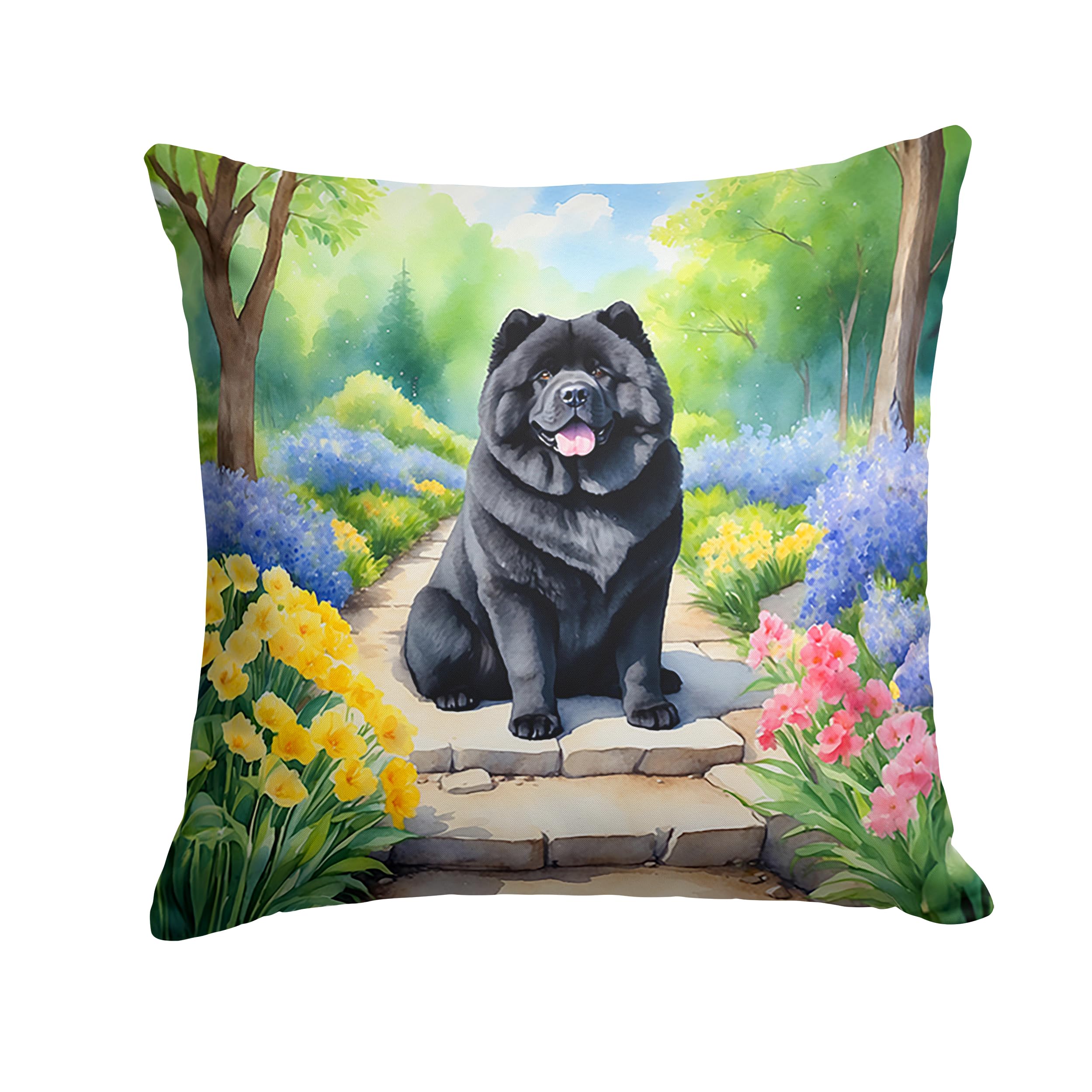 Chow Chow Spring Path Throw Pillow