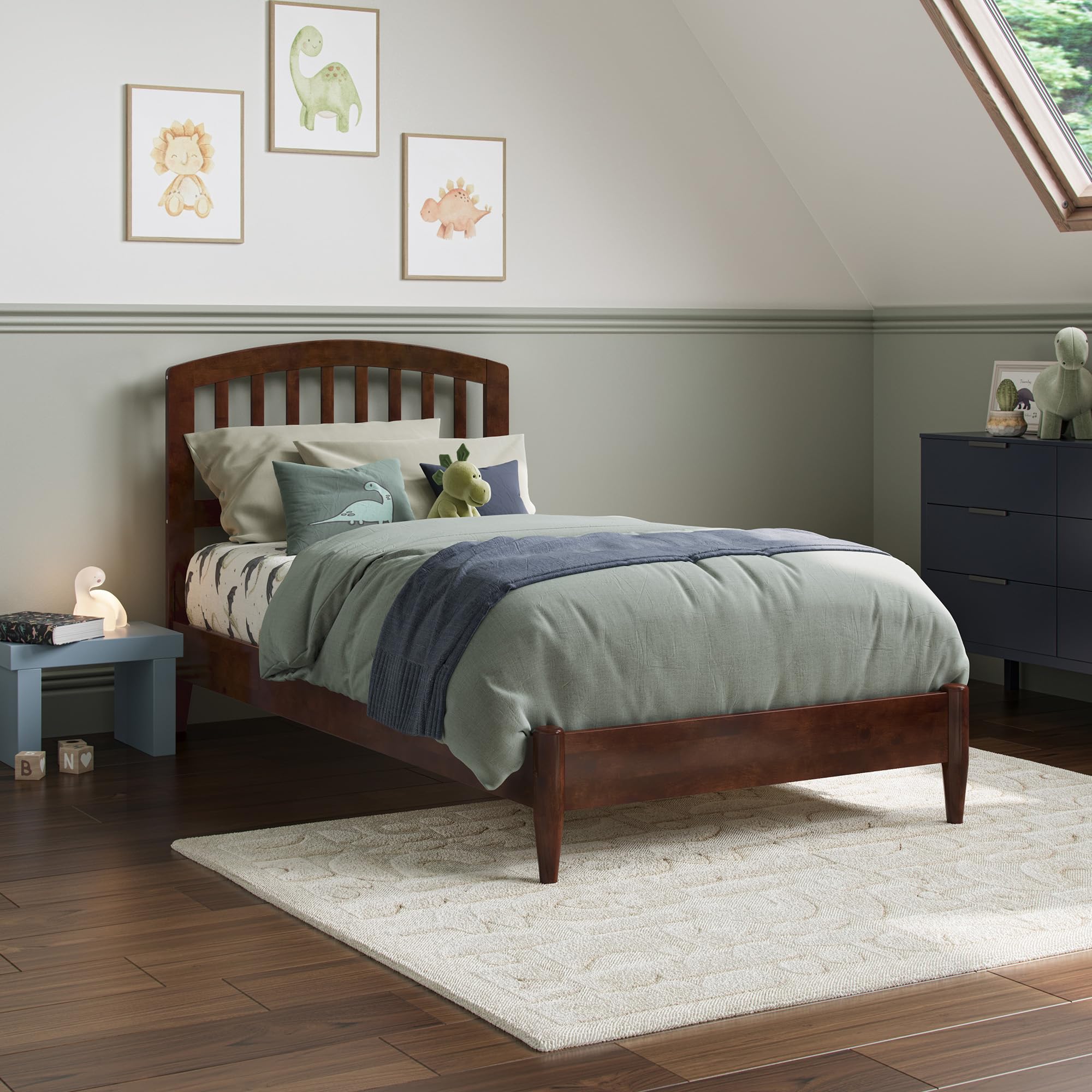 Quincy Twin Solid Wood Low Profile Platform Bed in Walnut