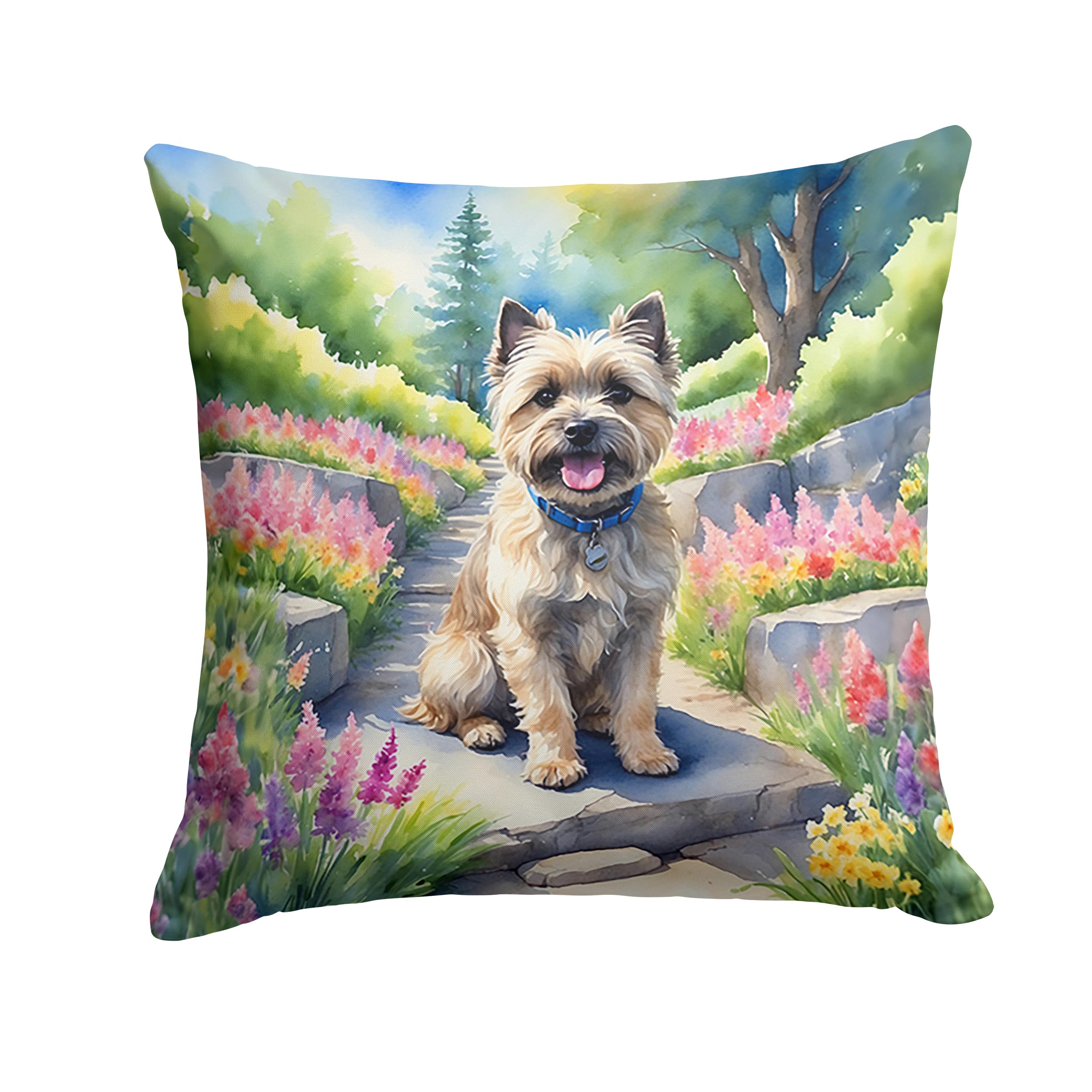 Cairn Terrier Spring Path Throw Pillow