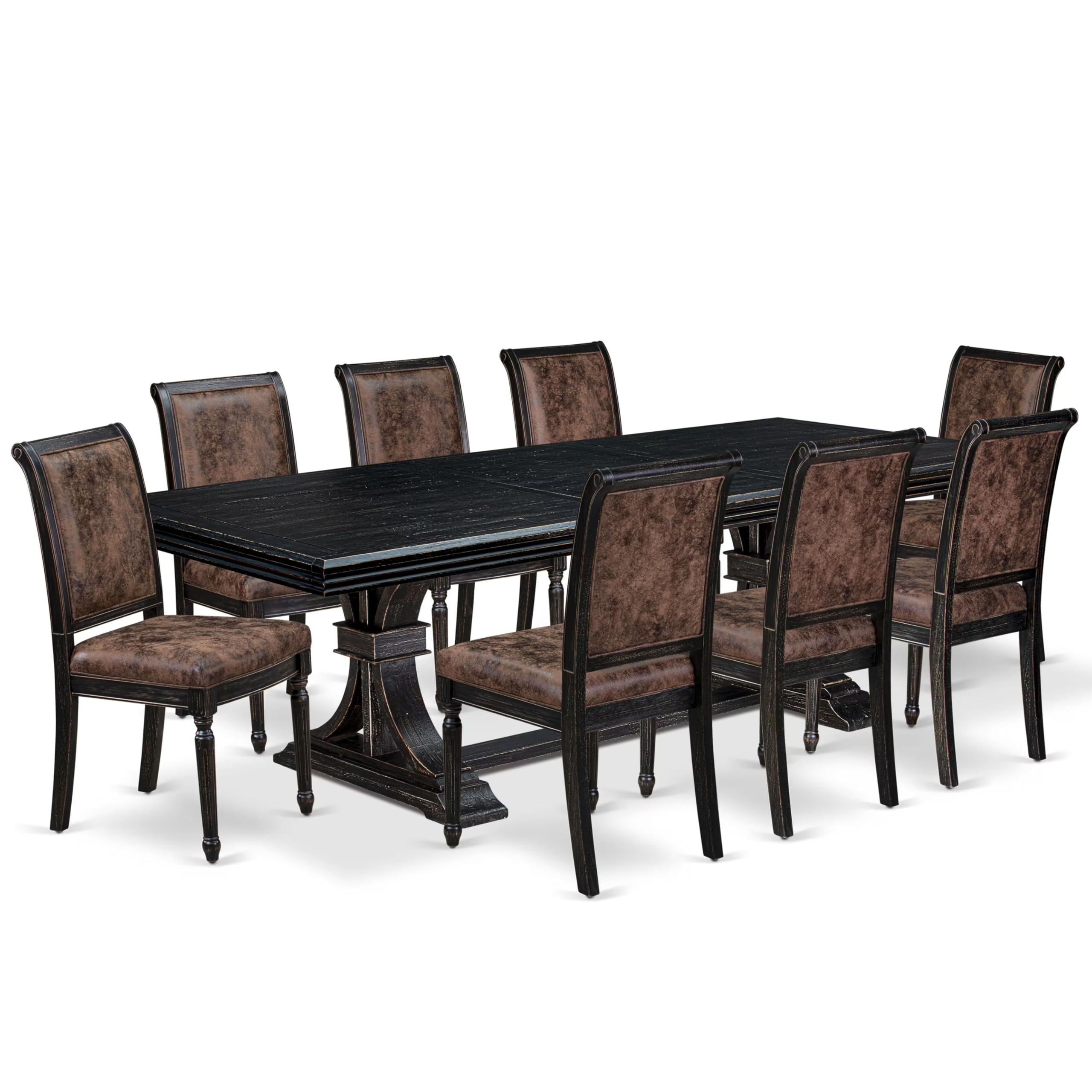 9 piece Kitchen Table Set includes a Modern Dining Table and 8 Dinner Chairs