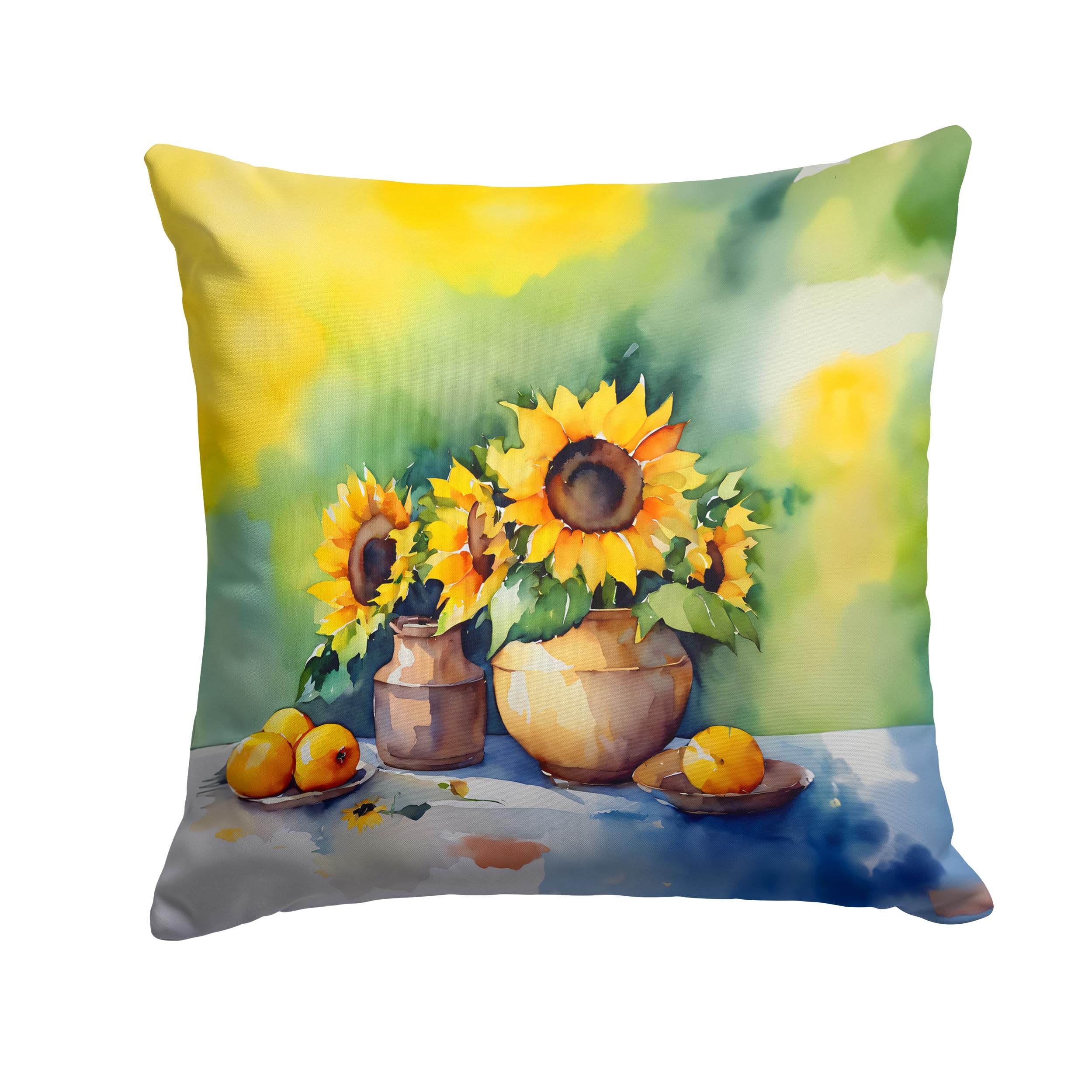 Sunflowers in Watercolor Throw Pillow
