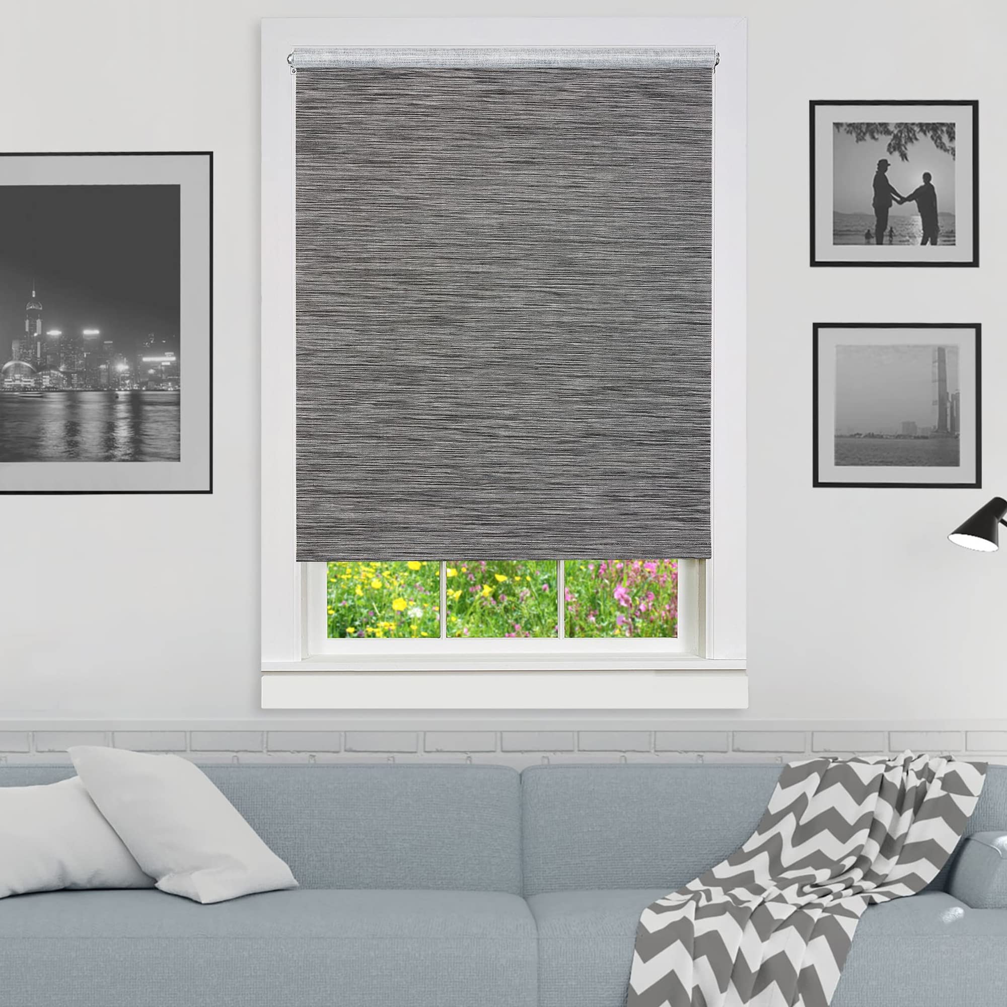 Cords Free Privacy Jute Shade 37X72 Smoke