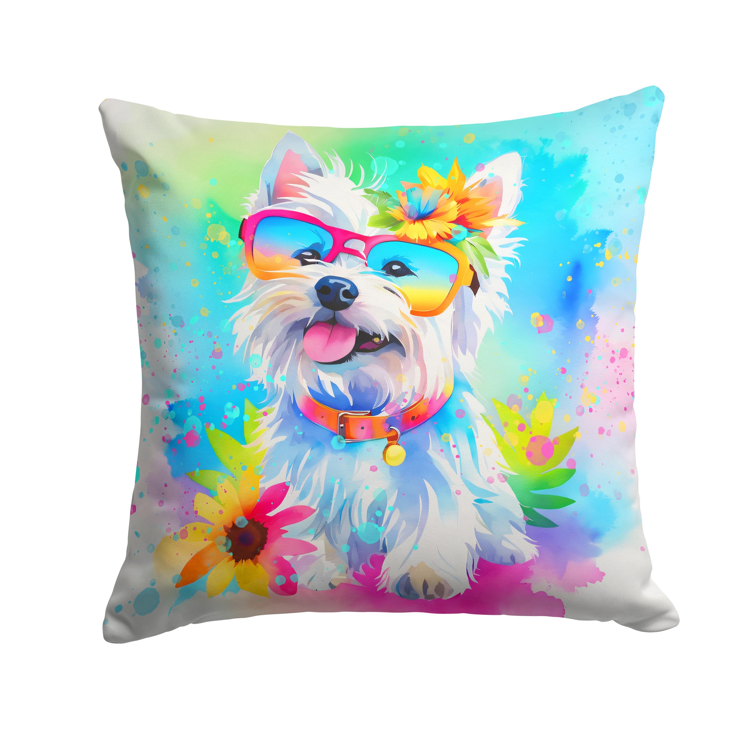 Westie Hippie Dawg Throw Pillow