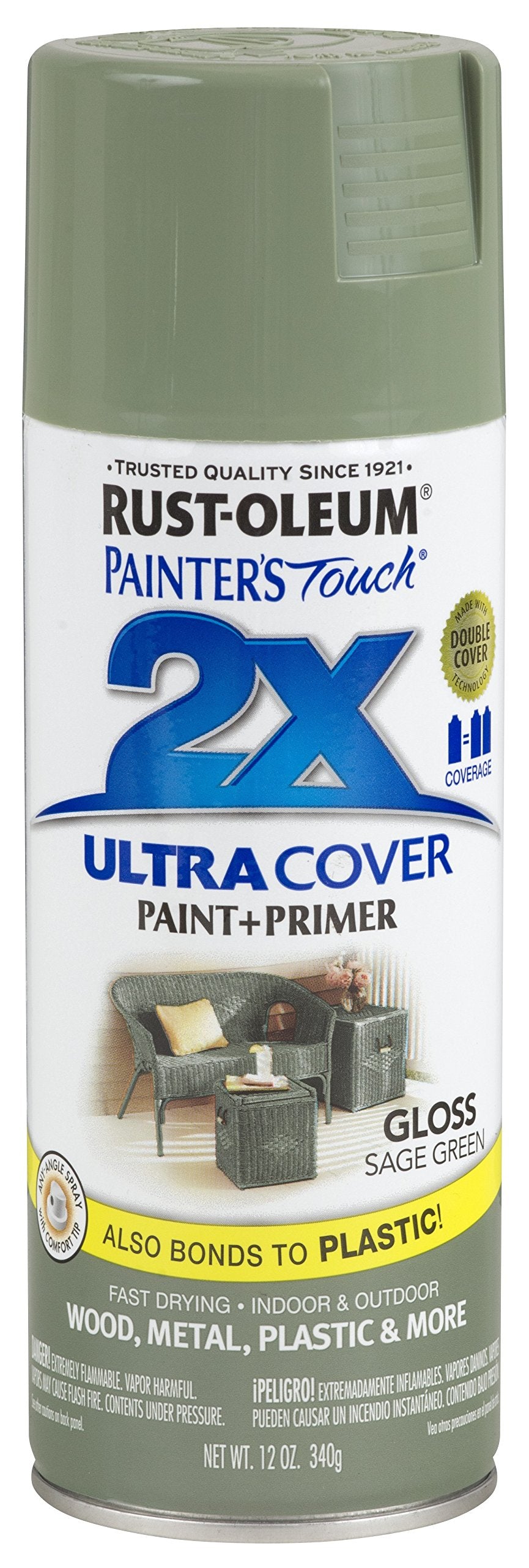 Rust-Oleum 249094 Painter'S Touch 2X Ultra Cover, 12 Ounce (Pack Of 1), Gloss Sage Green