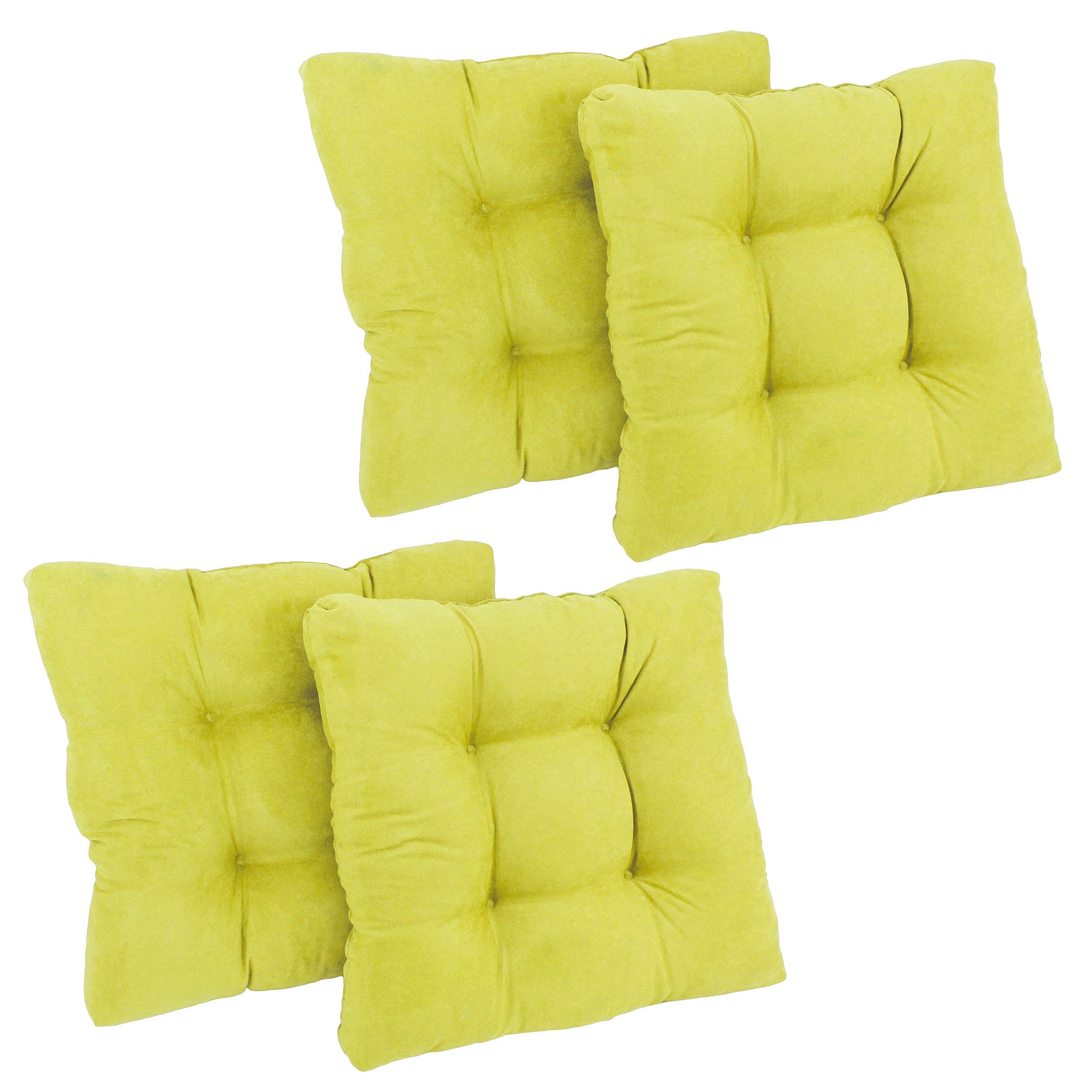 19-inch Squared Microsuede Tufted Dining Chair Cushion (Set of Four) - Mojito Lime