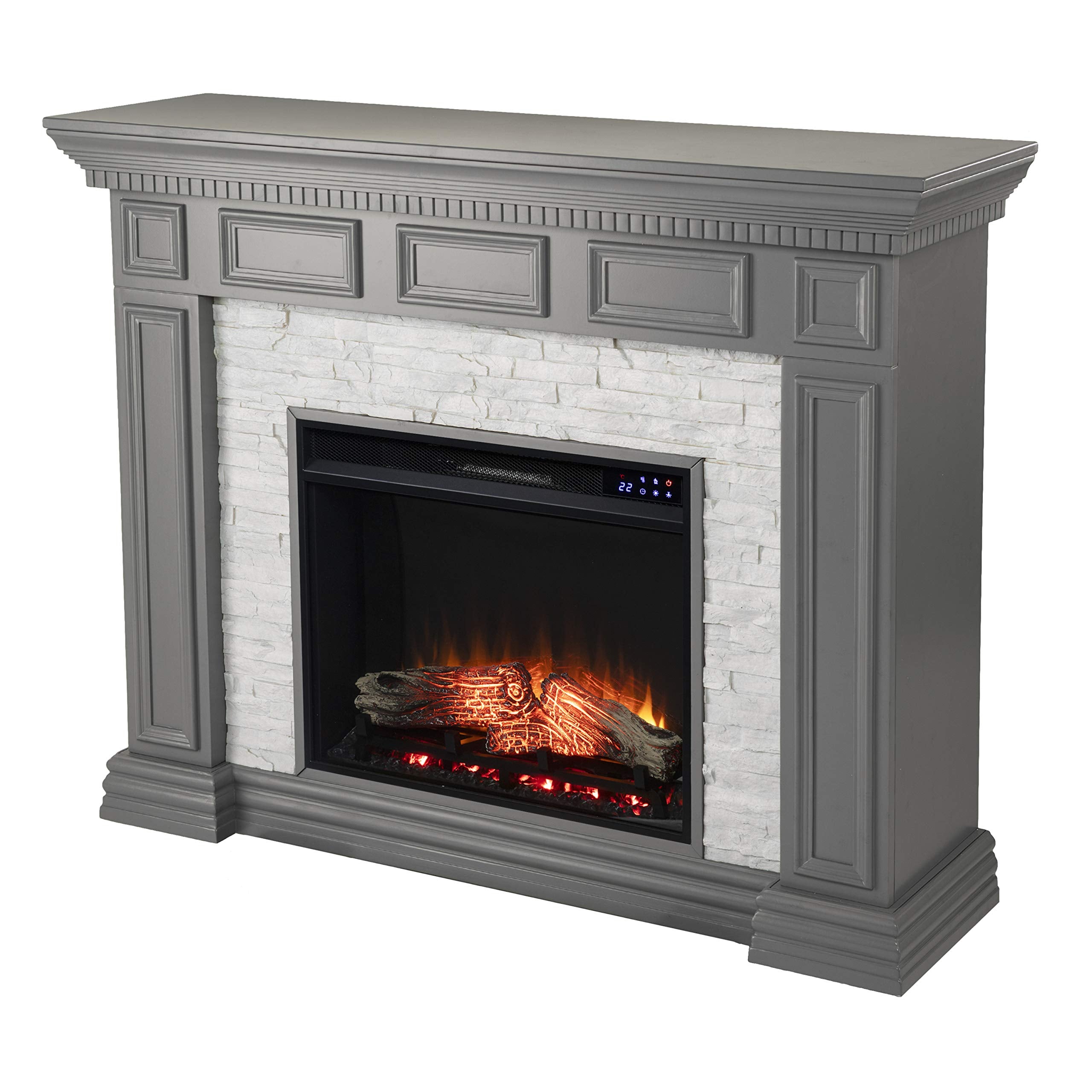 Dakesbury Faux Stone Electric Fireplace with Touch Screen Control Panel