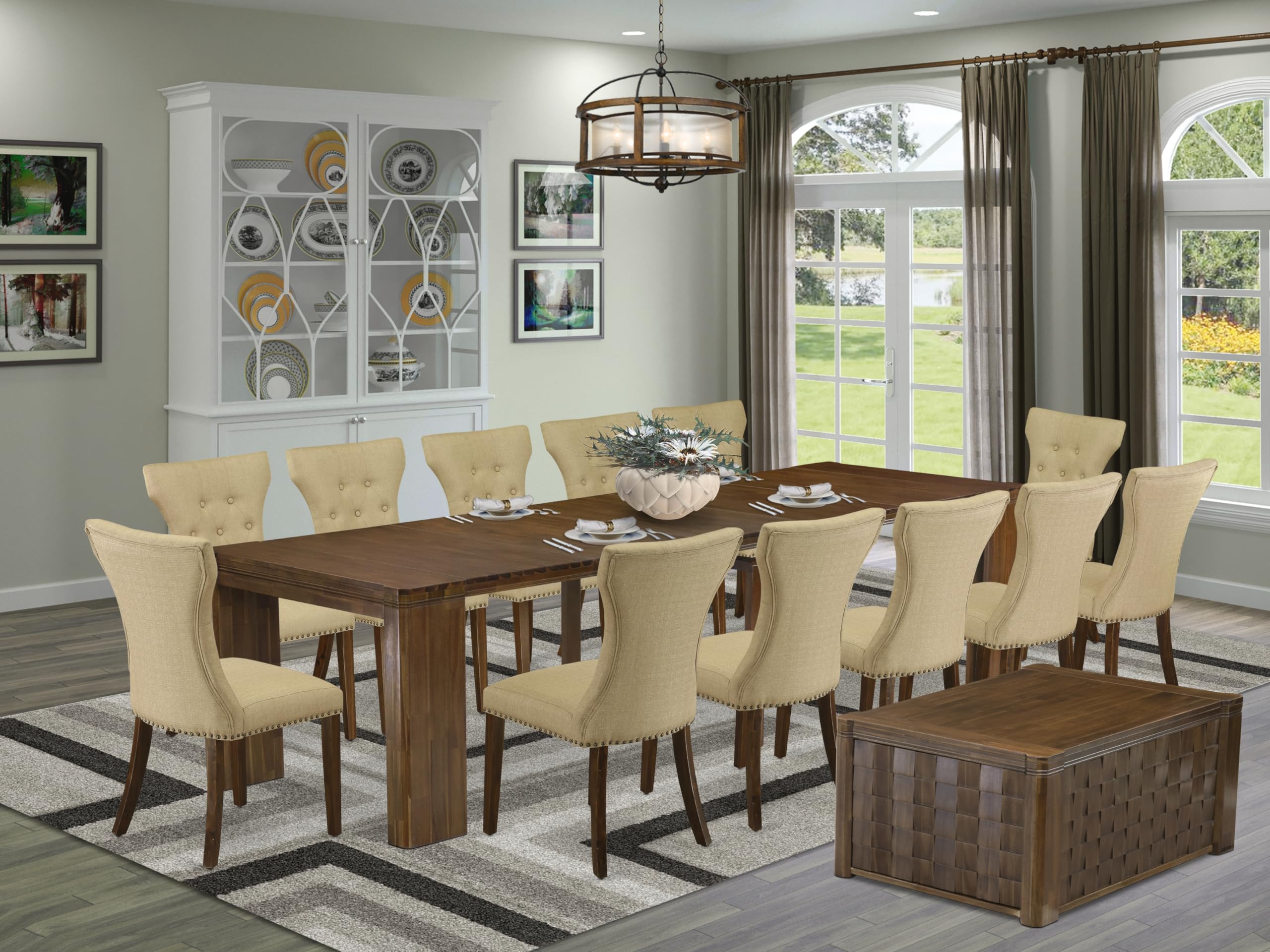 14 Pieces Extendable Dining Set Includes a Rectangle Kitchen Table