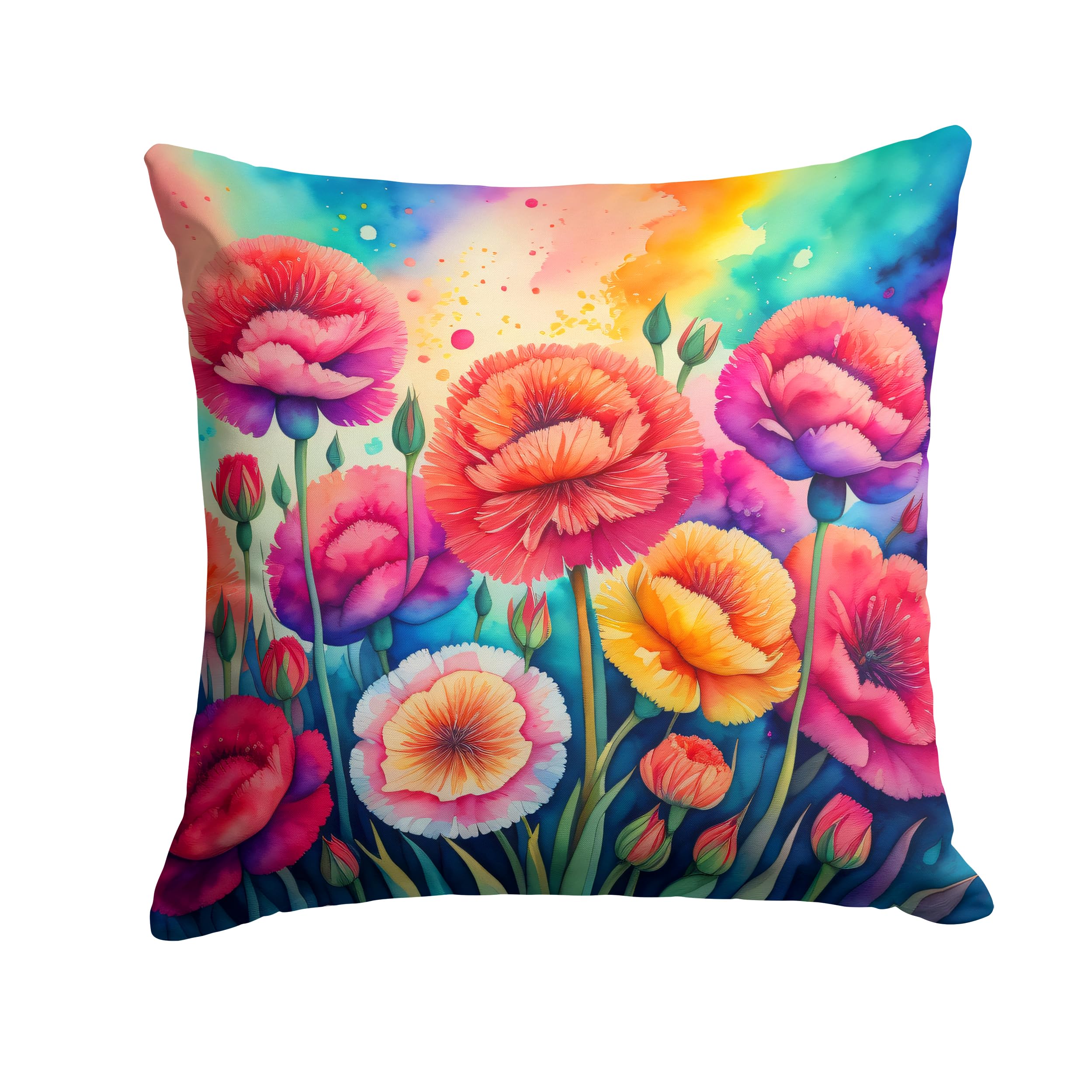 Colorful Carnations Throw Pillow