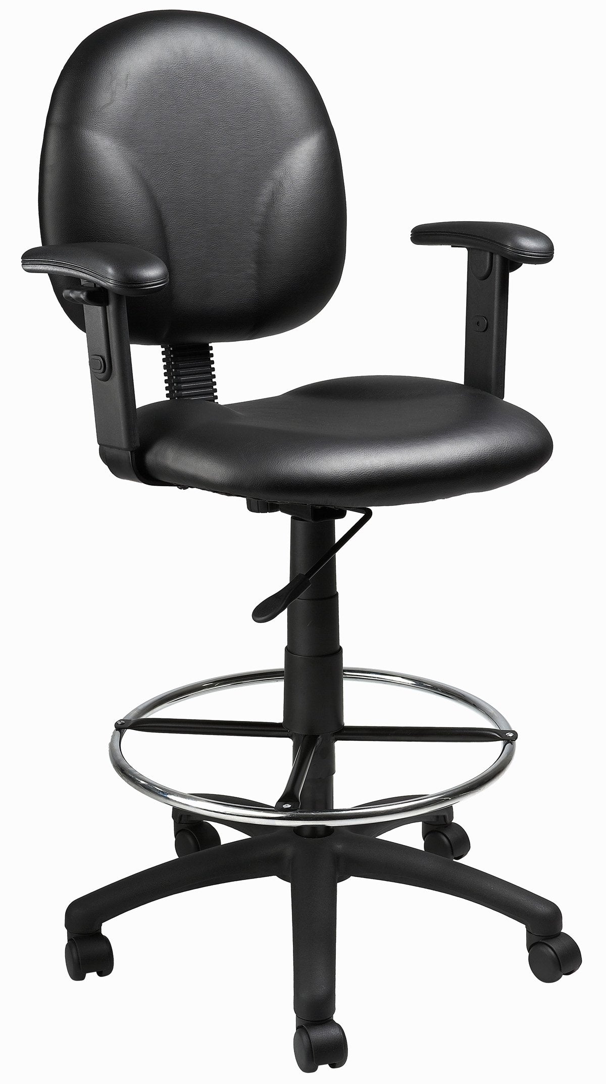 Boss Black Antimicrobial Drafting Stools W/Adj Arms & Footring